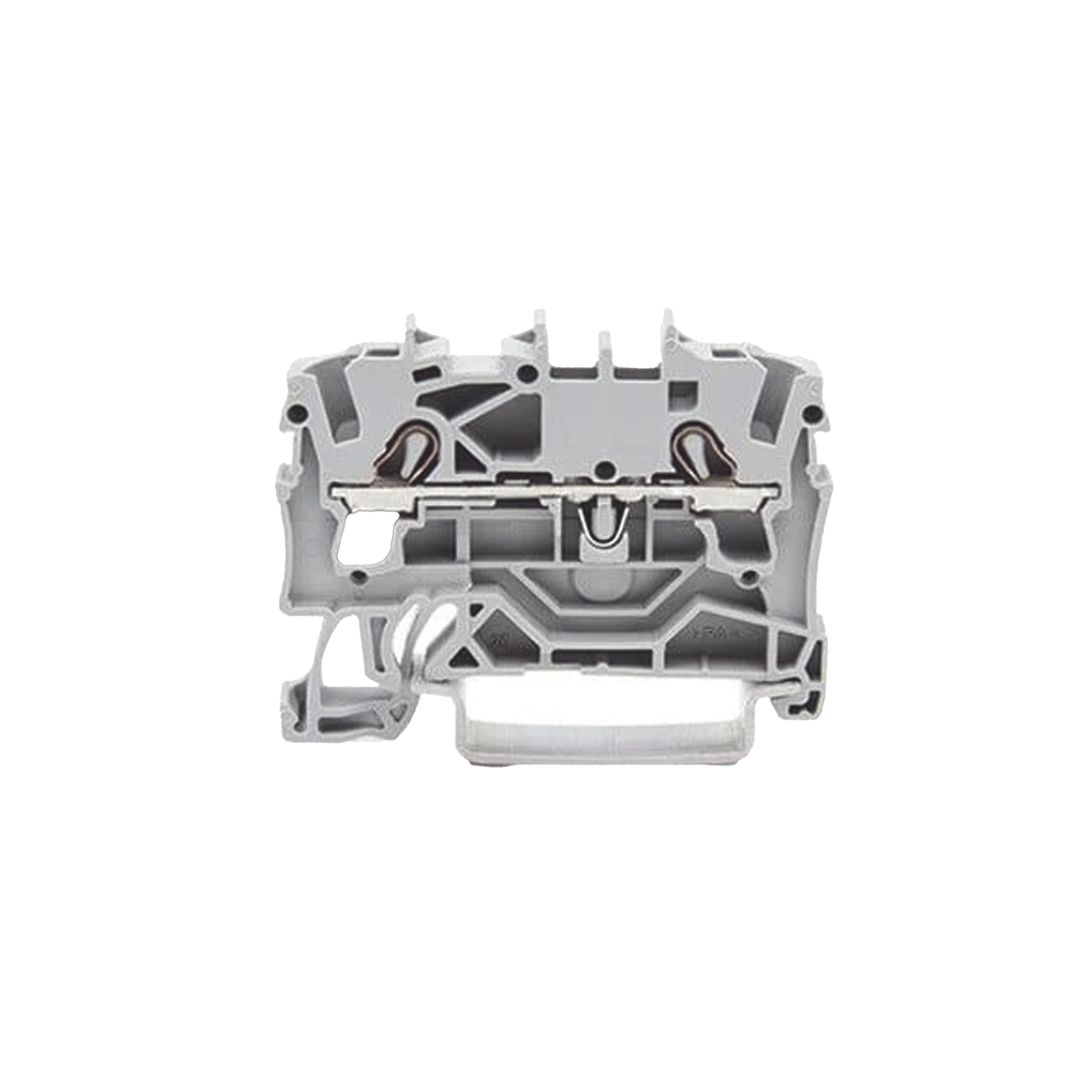 Borna de paso para 2 conductores; 2,5 mm¬≤; Apropiado para aplicaciones Ex e II; Marcaje lateral y central; para carril DIN 35 x 15 y 35 x 7,5; Push-in CAGE CLAMP®; 2,50 mm¬≤; gris