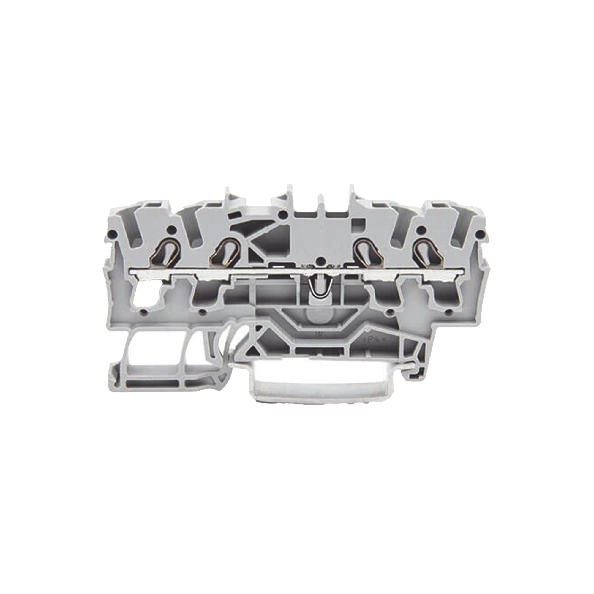 Borna de paso para 4 conductores; 2,5 mm¬≤; Apropiado para aplicaciones Ex e II; Marcaje lateral y central; para carril DIN 35 x 15 y 35 x 7,5; Push-in CAGE CLAMP®; 2,50 mm¬≤; gris