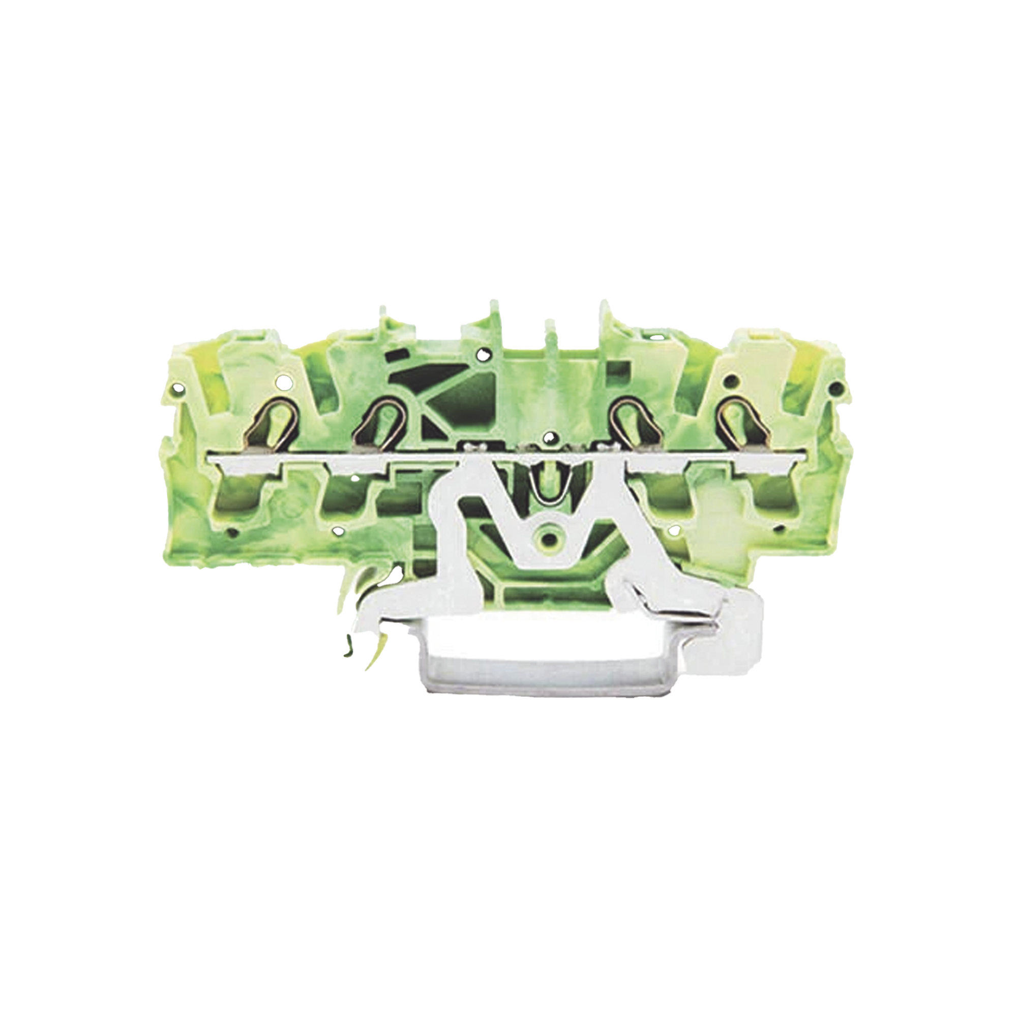 Borna de tierra para 4 conductores; 2,5 mm¬≤; Apropiado para aplicaciones Ex e II; Marcaje lateral y central; para carril DIN 35 x 15 y 35 x 7,5; Push-in CAGE CLAMP®; 2,50 mm¬≤; verde-amarillo