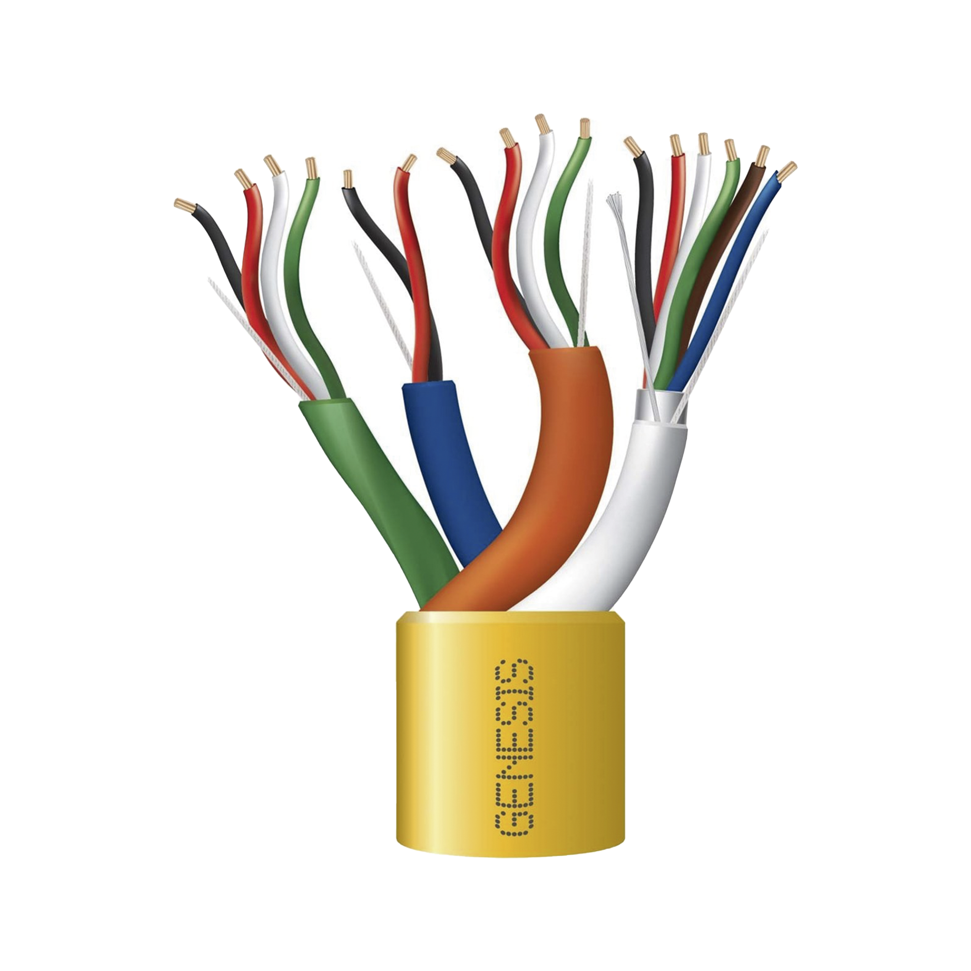 Bobina de Cable de 305 Metros / Color Amarillo / Compuesto por  6 x 22 AWG blindado, 4 x 18 AWG, 4 x 22 AWG, y 2 x 22 AWG / Para Aplicaciones en Control de Acceso