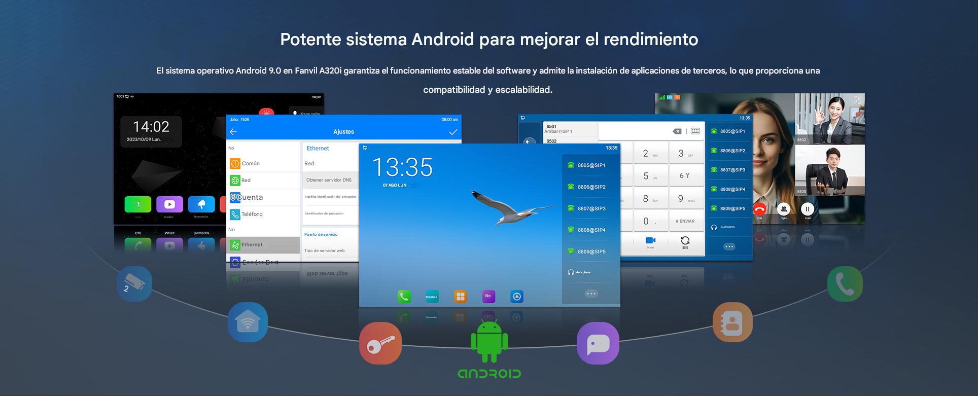 Detalle de la pantalla táctil y teclado