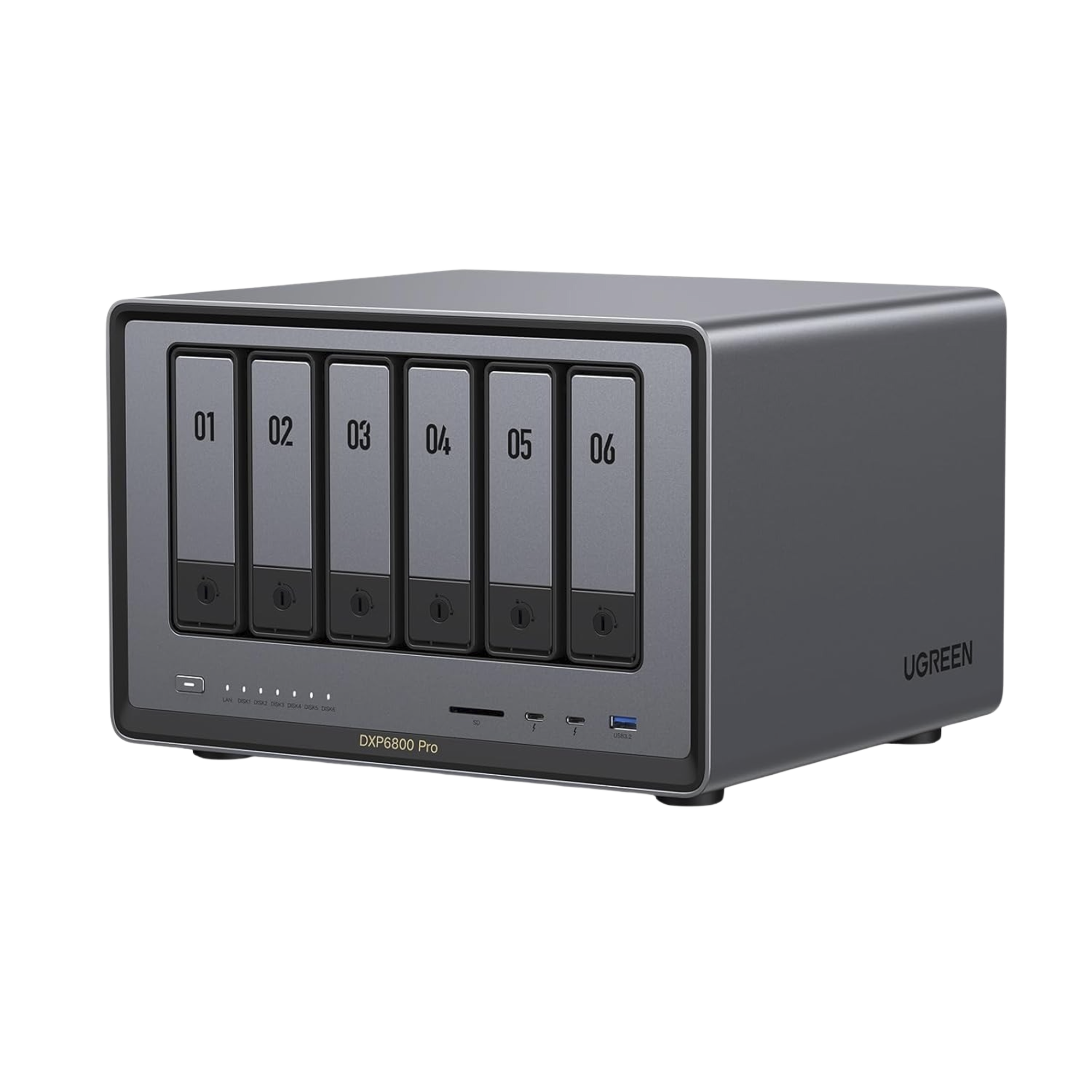 NASync DXP6800 Pro | SO UGOS Pro | Intel® i5 1235u 10-Core™ | 6-Bahias (SATA) Hasta 144TB | 2* M.2 SSD Hasta 16TB | 8GB DDR5 (Exp. a 64GB) | 2 Thunderbolt™4 | 2*10GbE | 1*USB3.2 Gen2 | 2*USB 2.0 | 2*USB 3.2Gen2 | HDMI 2.1 8K | SD 4.0