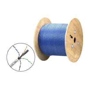 Cable SF/UTP | 4 pares 23 AWG | Cumple con los requisitos de la HDBaseT Alliance |¬†Protección EMI | Transmisión de datos 4K | Color Azul | 305m
