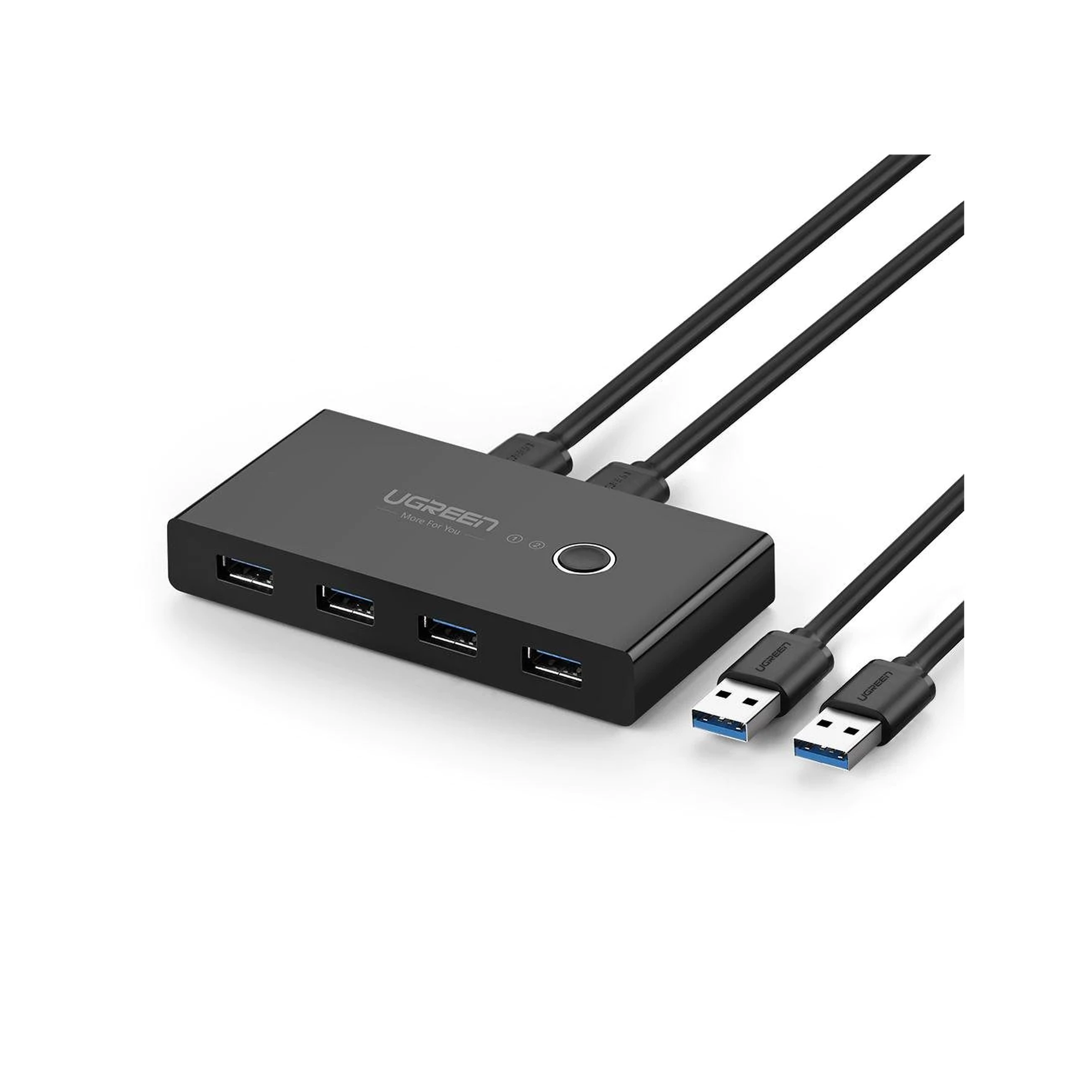 Conmutador USB para Compartir 4 Puertos USB 3.0 a 2 PC ÃÅs | Cambio Mediante Botón | Incluye Dos Cables USB de 1.5 m | ABS | Permite que 2 Usuarios Compartan 4 Dispositivos Periféricos USB3.0, como una impresora, un escáner, etc.