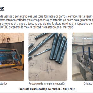 Tramo de Torre de Desplante de 92 cm de ancho galvanizado por inmersión en caliente. (CED. 40)