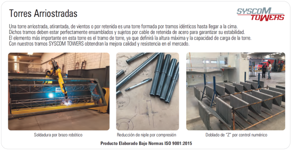 Tramo de Torre de Desplante de 92 cm de ancho galvanizado por inmersión en caliente. (CED. 40)