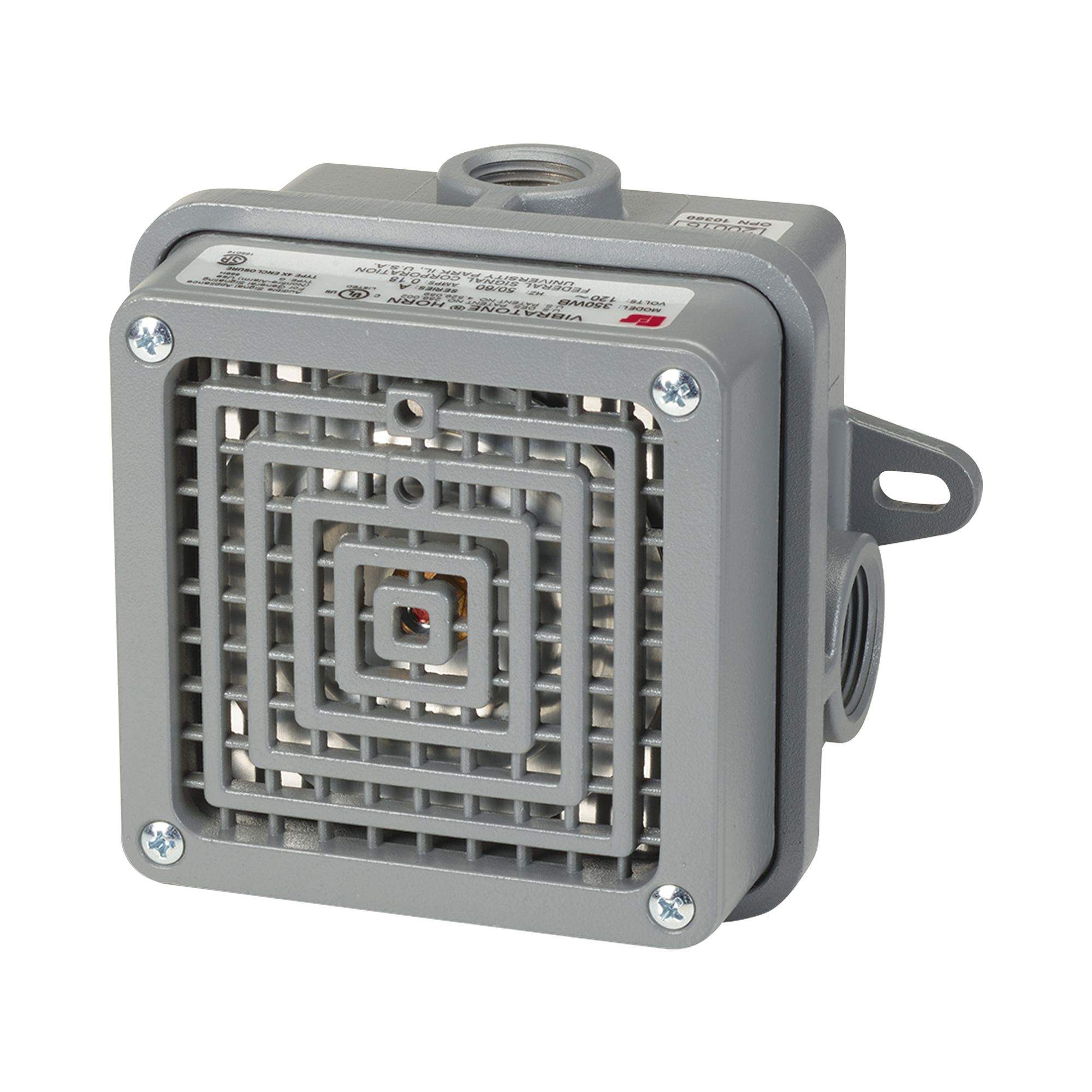 Bocina Vibratone® para exteriores de 100 a 110 dB listado por UL y cUL, 120 VCA, color Gris