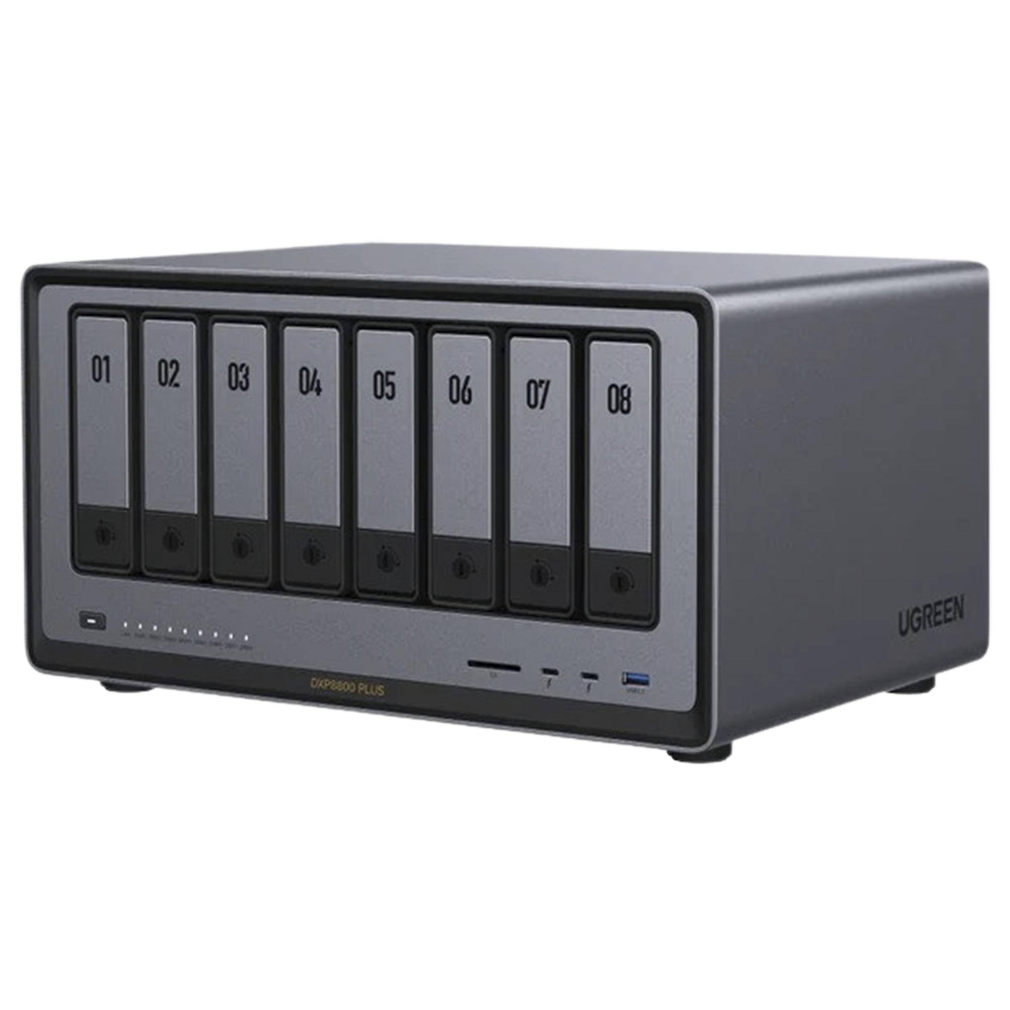NASync DXP8800 Plus | SO UGOS Pro |  Intel X86 12th Gen Intel® Core™ i5 | SSD 128 GB | 8-Bahias (SATA) | 8GB DDR5 (Exp. a 32GB) | 2* M.2 SSD | 4 Puertos Thunderbolt™4 | WiFi | 1*USB3.2 Gen2, 10Gb/s | HDMI 8k.