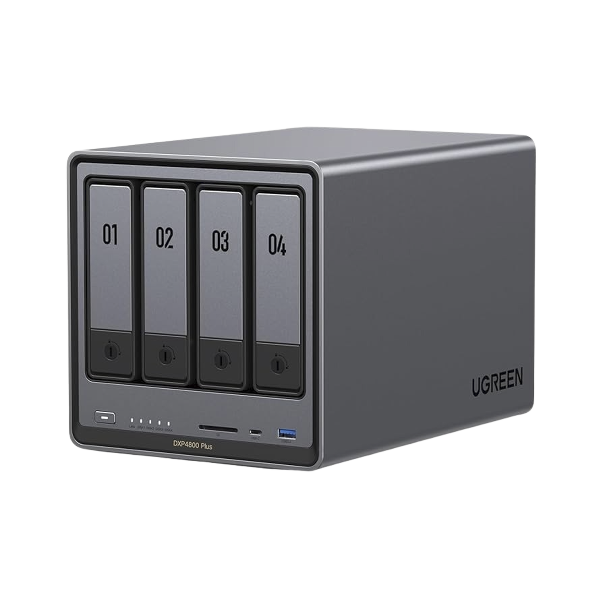 NASync DXP4800 Plus | SO UGOS Pro |  Pentium Gold 8505 Intel® Core™ i5 | 4-Bahias (SATA) hasta 96TB | 2* M.2 SSD hasta 16TB | 8GB DDR5 (Exp. a 64GB) | 2 Ethernet | HDMI 4K | 2* USB2.0 | 1*USB 3.2Gen1 | 1* USB 3.2Gen2 | 1*USB-C 3.2Gen2 | SD 3.0