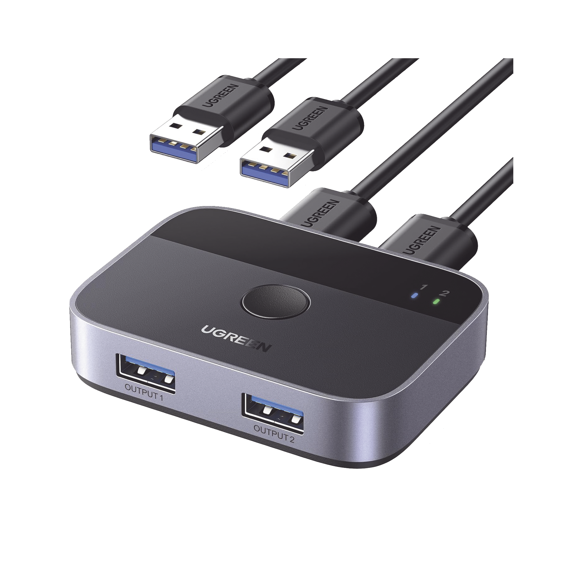 Conmutador USB para Compartir 2 Puertos USB 3.0 a 2 PC ÃÅs | Cambio Mediante Botón | Incluye Dos Cables USB de 1.5 m | ABS | Permite que 2 Usuarios Compartan 2 Dispositivos Periféricos USB 3.0, como una impresora, un escáner, etc.