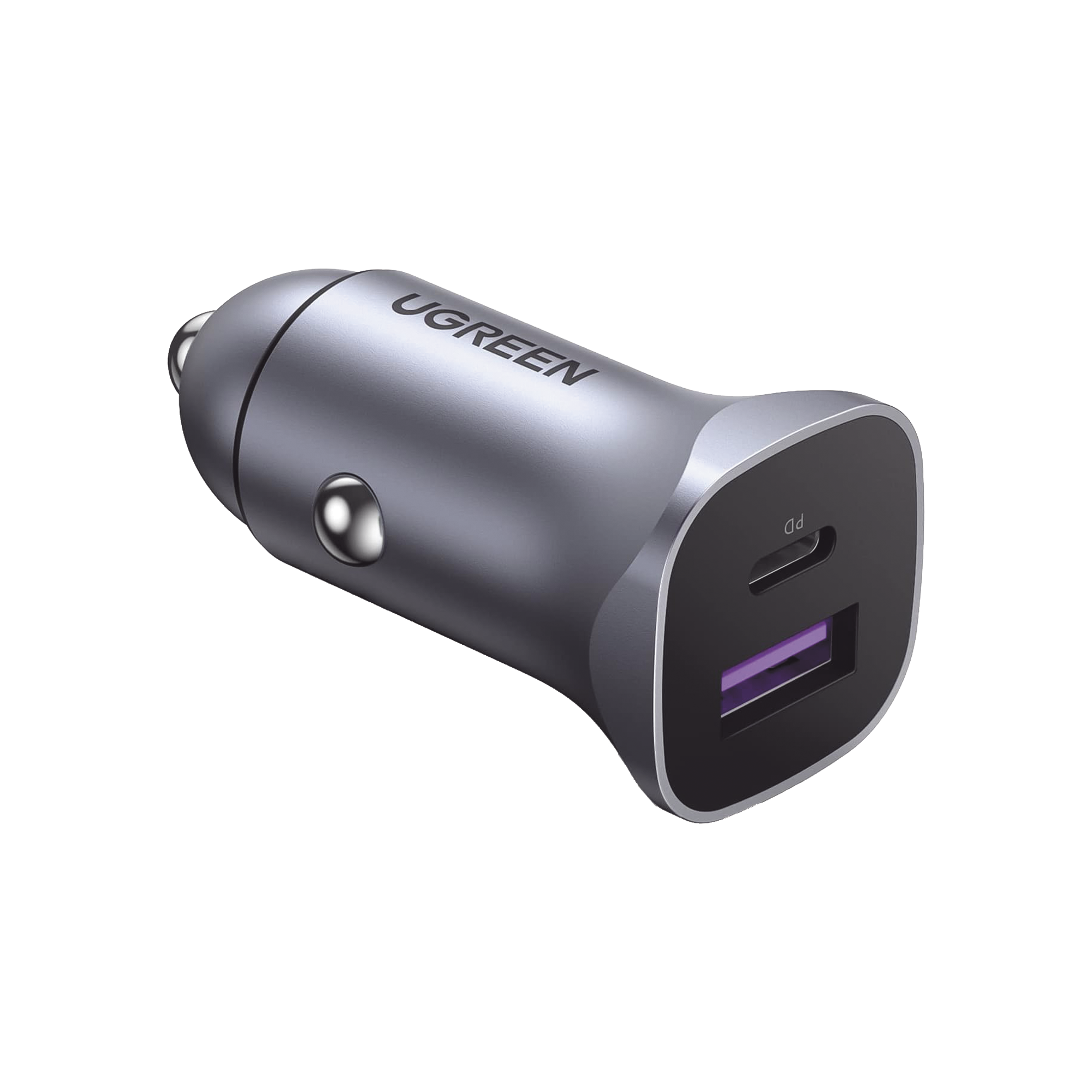 Cargador de Auto 30W | 2 Puertos USB-A y USB-C | Carga Rápida | Compatible con Vehículos de 12 y 24 VCD | PD3.0, QC4.0, SCP, PPS | Indicador Led | Diseño Compacto | Chip Inteligente | Caja de Aluminio.