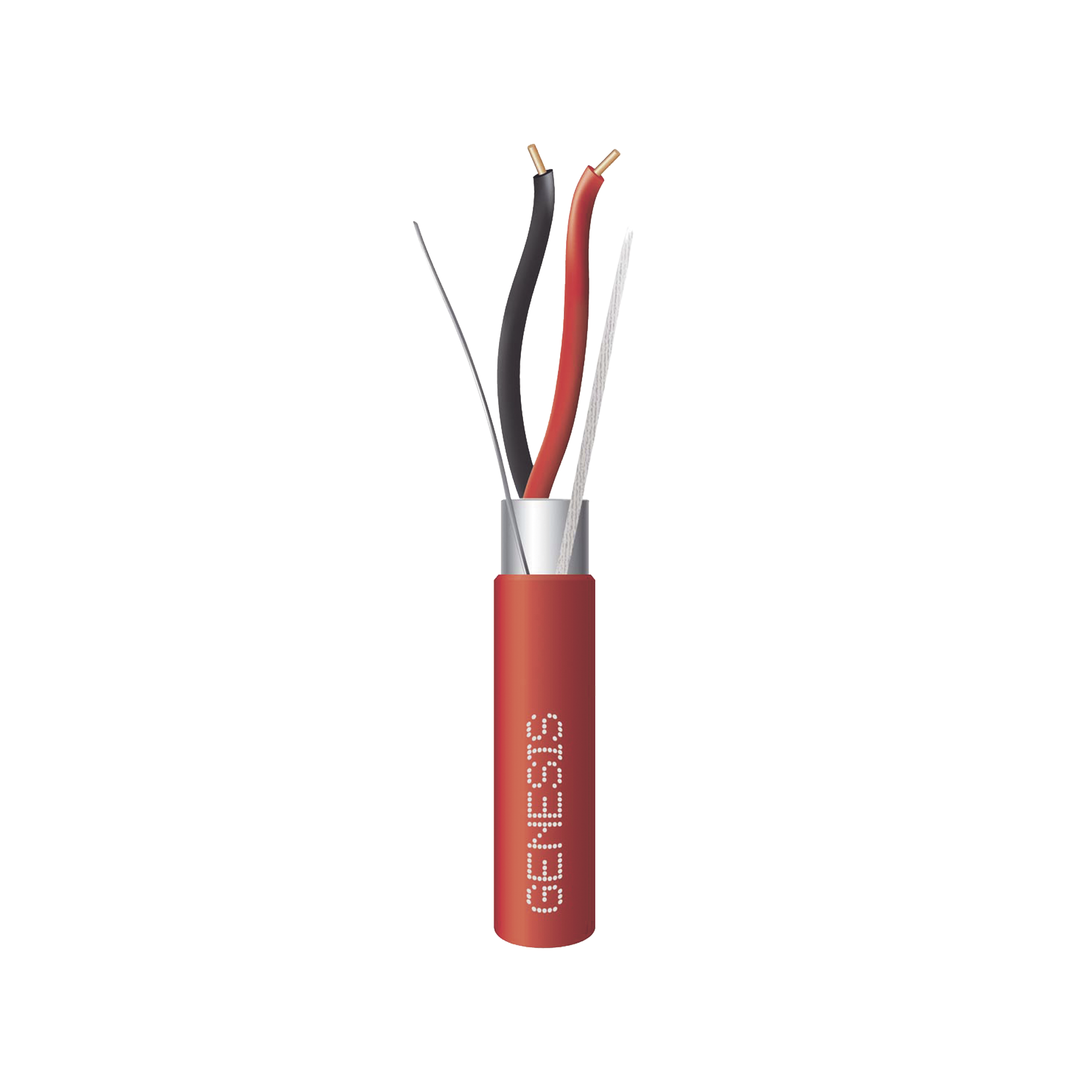 Bobina de 305 Metros de Alambre / 2 x 18 AWG / Riser / BLINDADO / Tipo FPLR / Color Rojo / Para Aplicaciones en Sistemas de Detección de Incendio y Sistemas de Evacuación