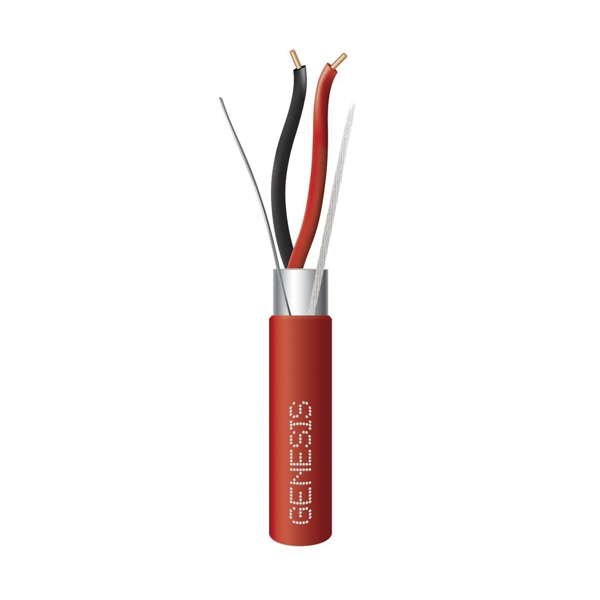 Bobina de 305 Metros de Alambre / 2 x 14 AWG / Riser / BLINDADO / Tipo FPLR / Color Rojo / Para Aplicaciones en Sistemas de Detección de Incendio y Sistemas de Evacuación