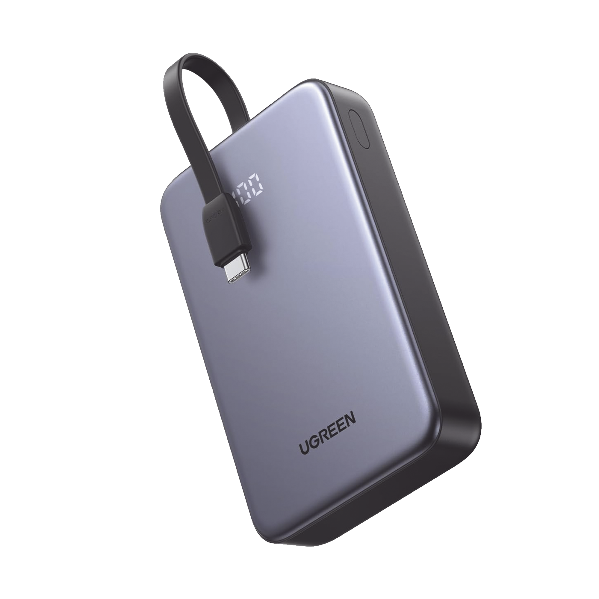 Power Bank Portatil | 2000mAh (74Wh) | 30W | Con Cable USB-C Incorporado | 2 Salidas 22,5W | Pantalla Inteligente | Multiple Proteccion | Aprobado por Aerolíneas | Color Grey.