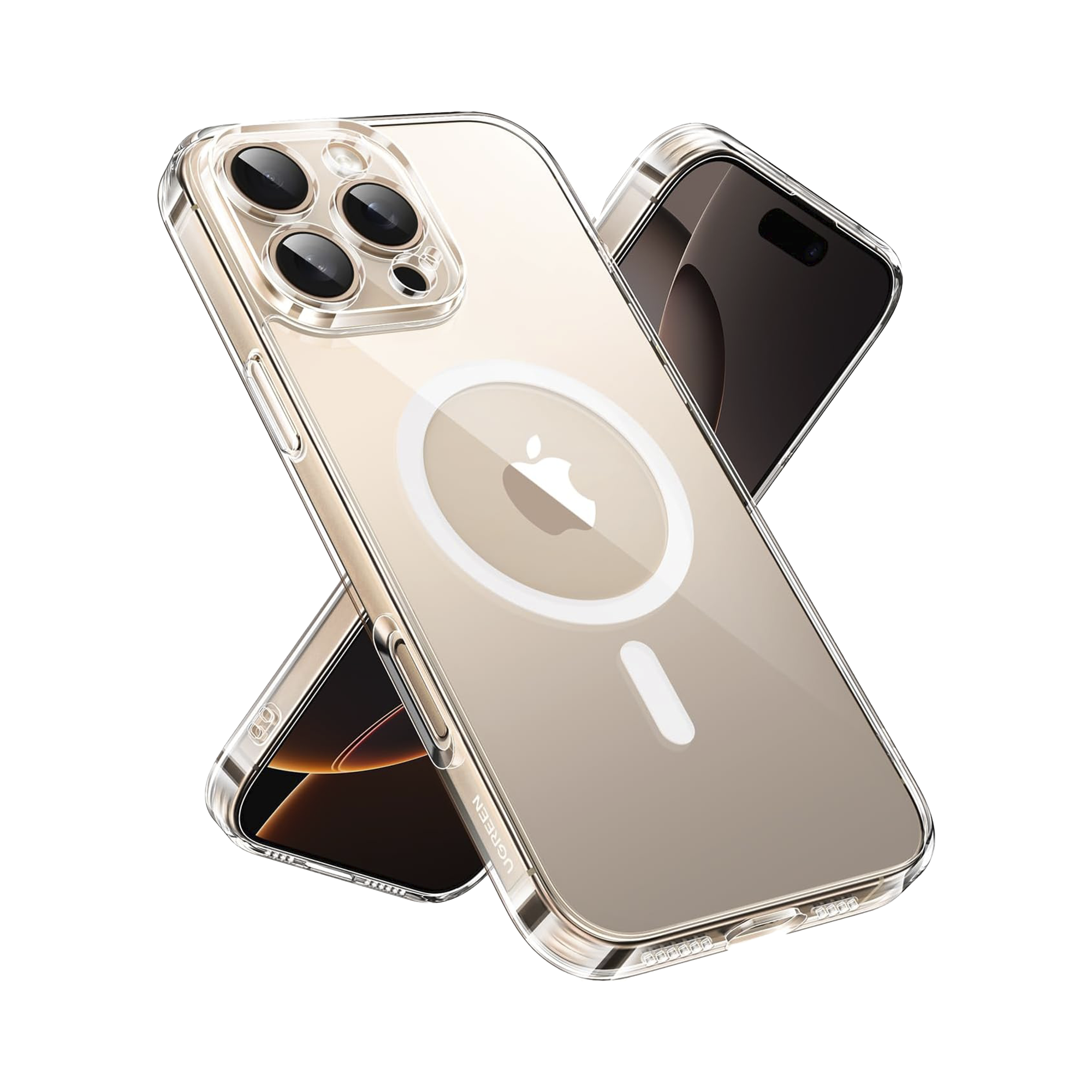 Funda protectora magnética transparente UGREEN Classy para iPhone 16 Pro Max (transparente)