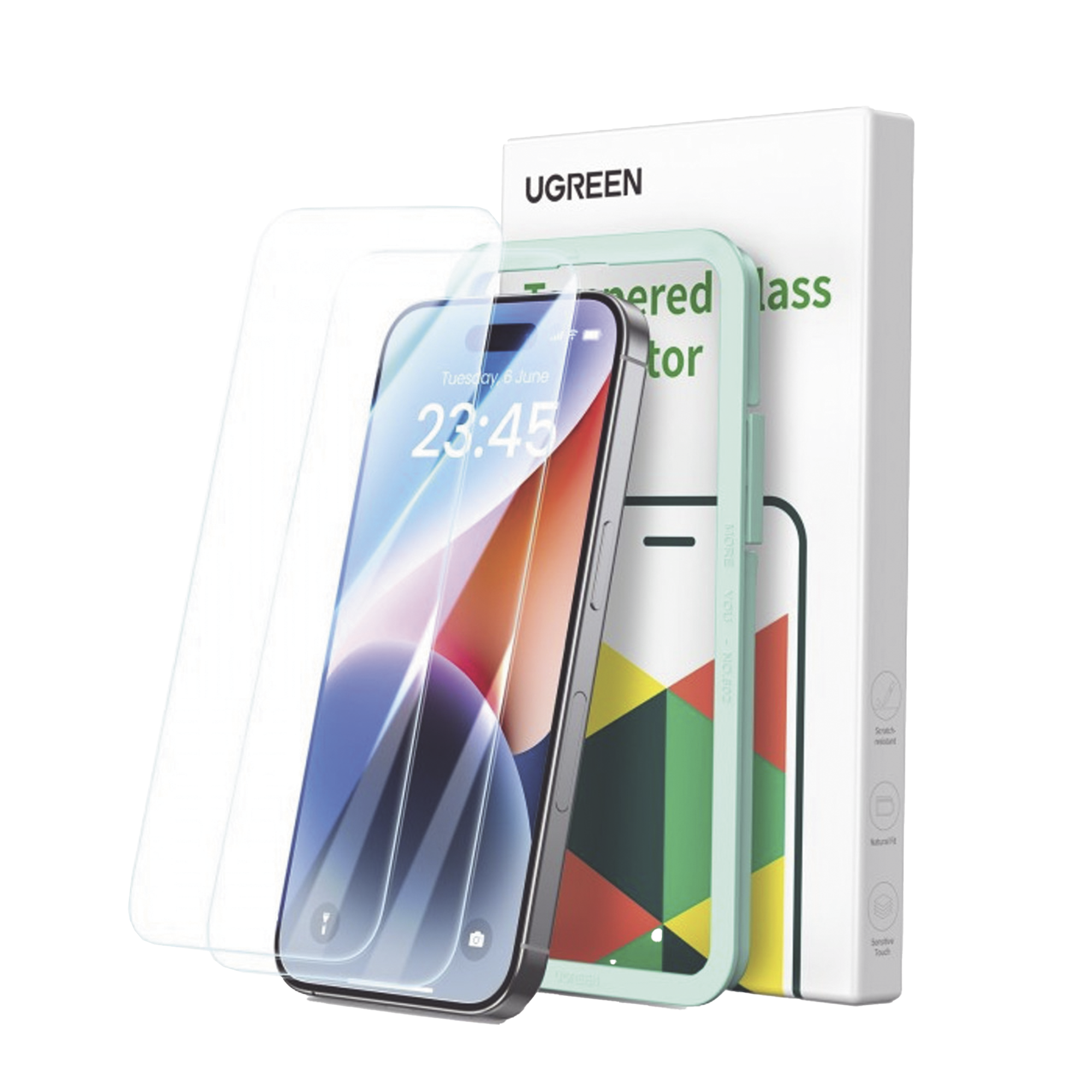 Protector de pantalla UGREEN HD con marco de instalación para iPhone 16 Pro (paquete de 2)