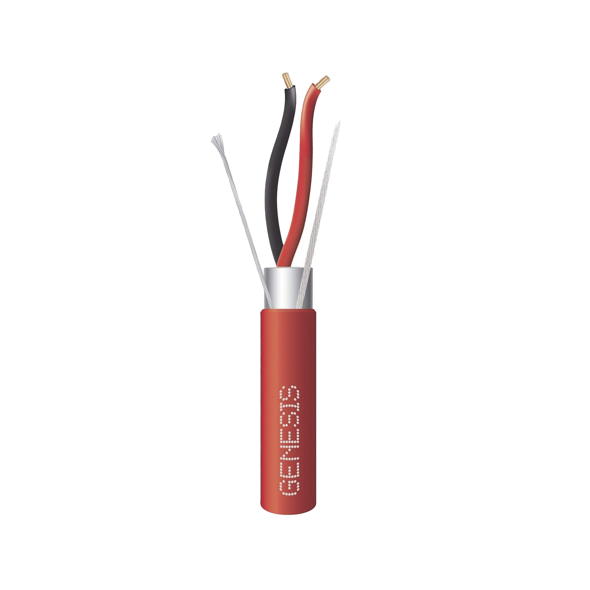 Bobina de 305 Metros de Cable / 2 x 14 AWG / Plenum / BLINDADO / Tipo FPLP / Color Rojo / Para Aplicaciones en Sistemas de Detección de Incendio y Sistemas de Evacuación