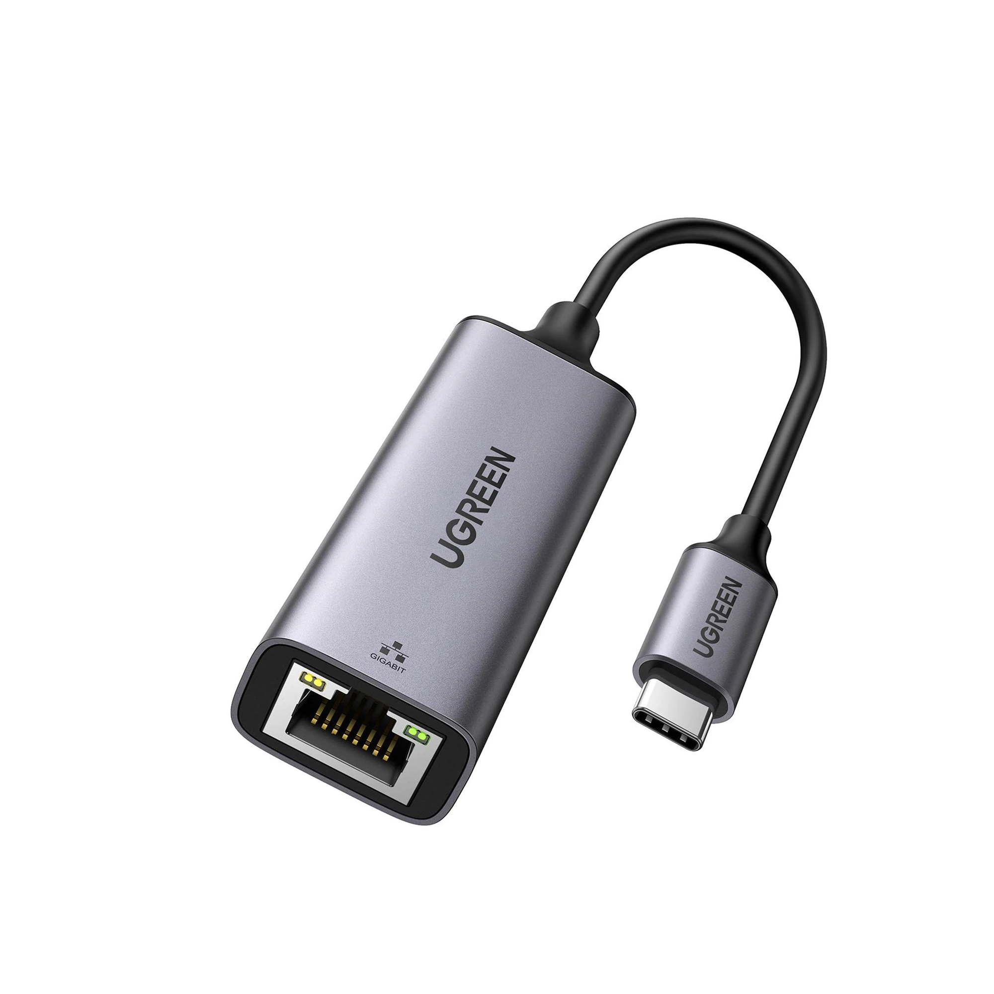 Adaptador de Red USB-C 3.1 (5 Gbps) a RJ45 | Thunderbolt 3 | Admite 10/100/1000 Mbps |  Chip Inteligente | Amplia Compatibilidad | Caja de Aluminio | Longitud del cable 10 cm.