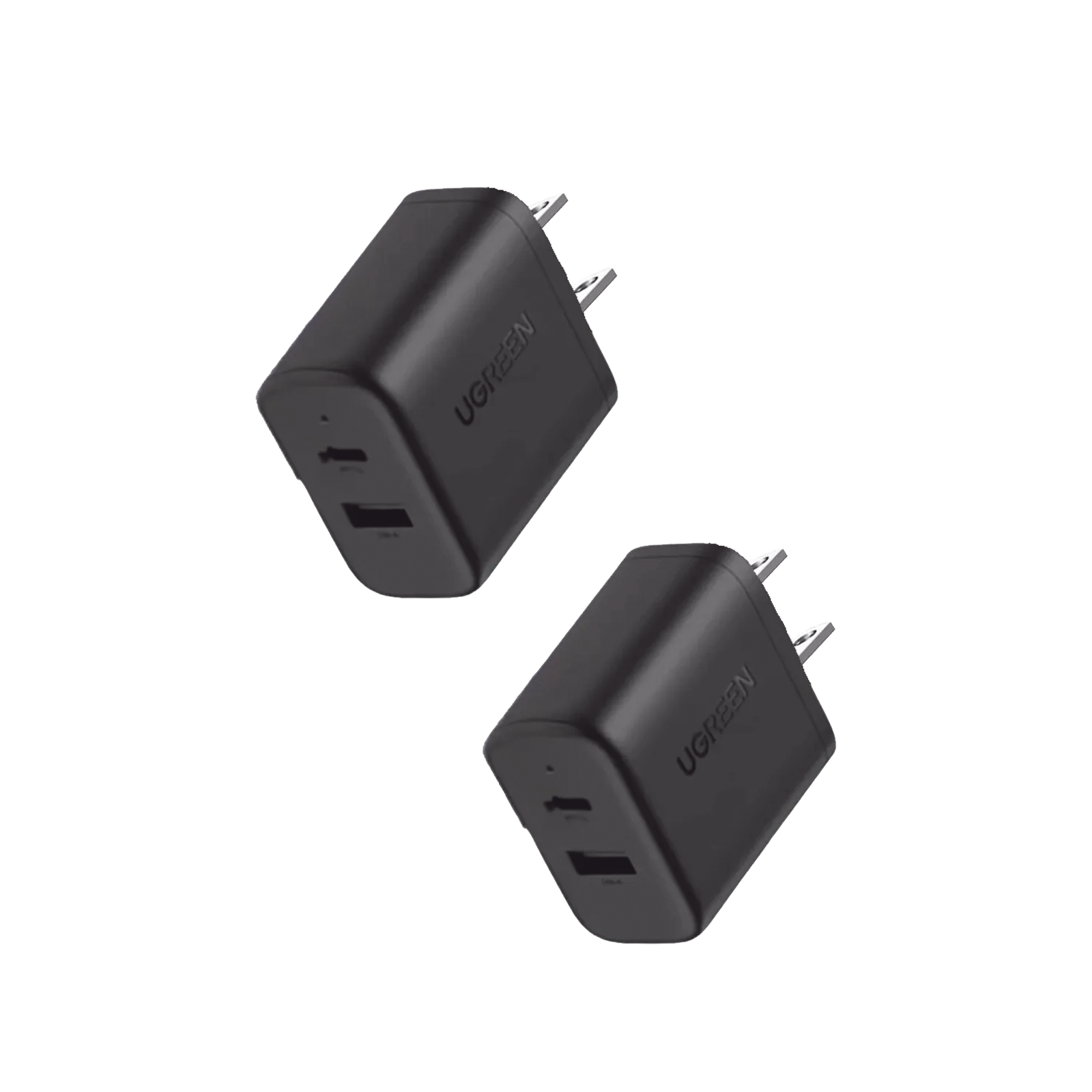 Cargador rápido de 20 W y 2 puertos, paquete de 2, negro, EE. UU.