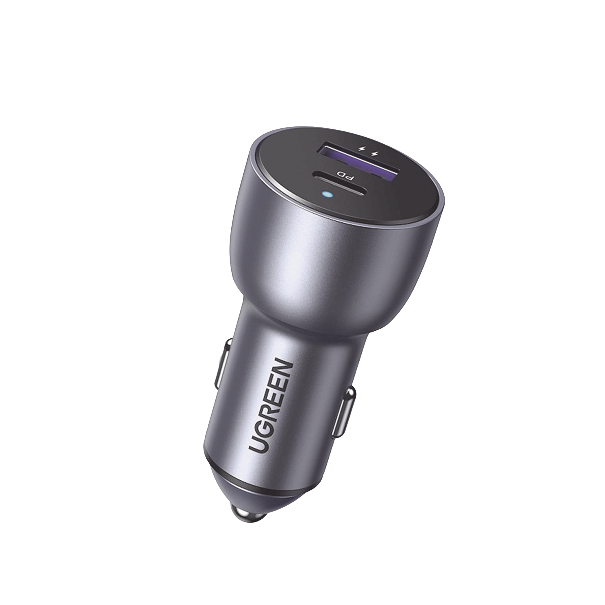 Cargador de Auto 52.5W | Puerto USB-A y USB-C | Carga Rápida | Compatible con Vehículos de 12 y 24 VCD | PD3.0 + QC3.0 | Chip Inteligente | Diseño Compacto  Mayor Eficiencia Energética | Caja de Aluminio.