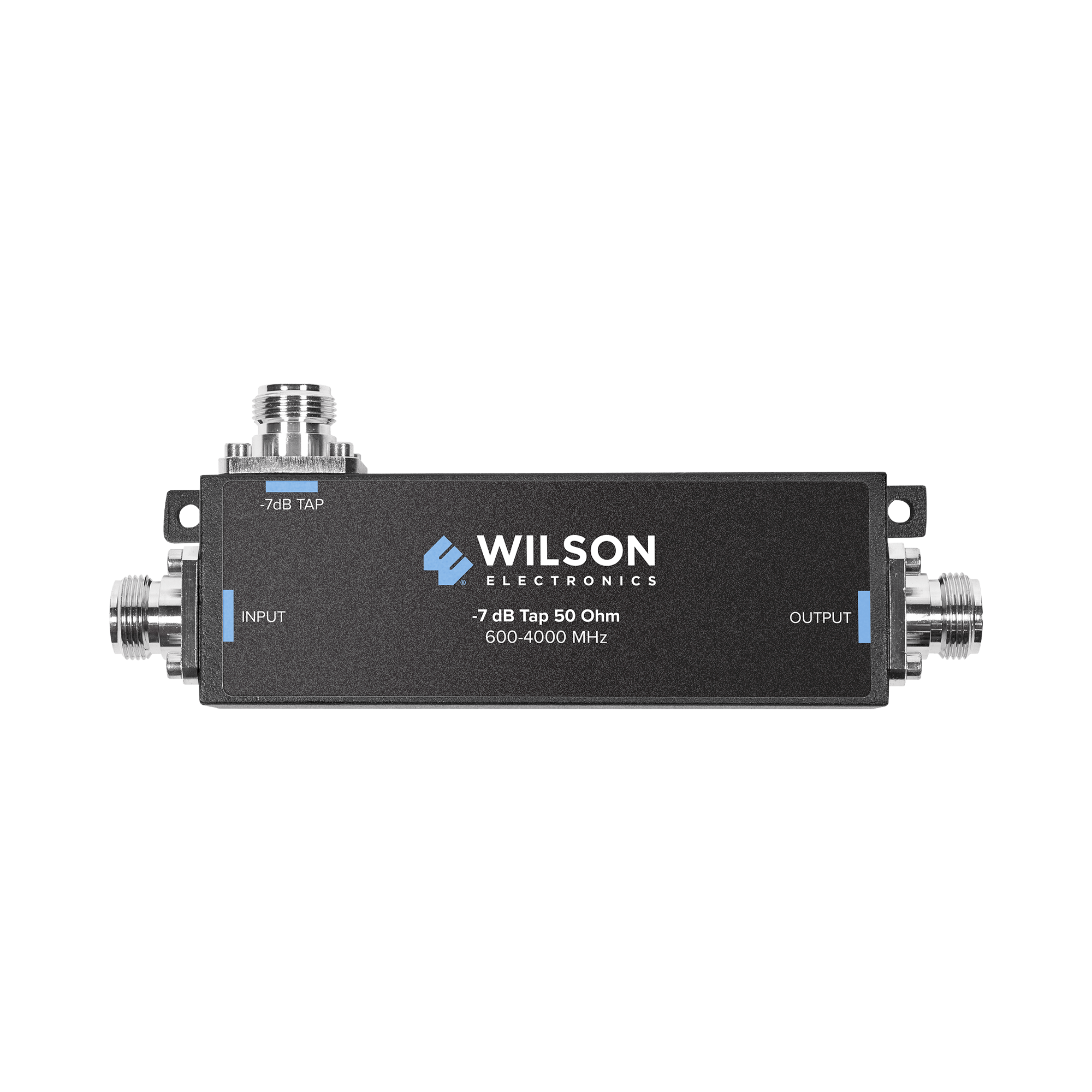 Separador TAP -7 dB con rango de frecuencia de 575 a 6000 MHz. Ideal para separar las antenas a diferentes longitudes de cable coaxial. 50 Ohm. Conectores N Hembra.