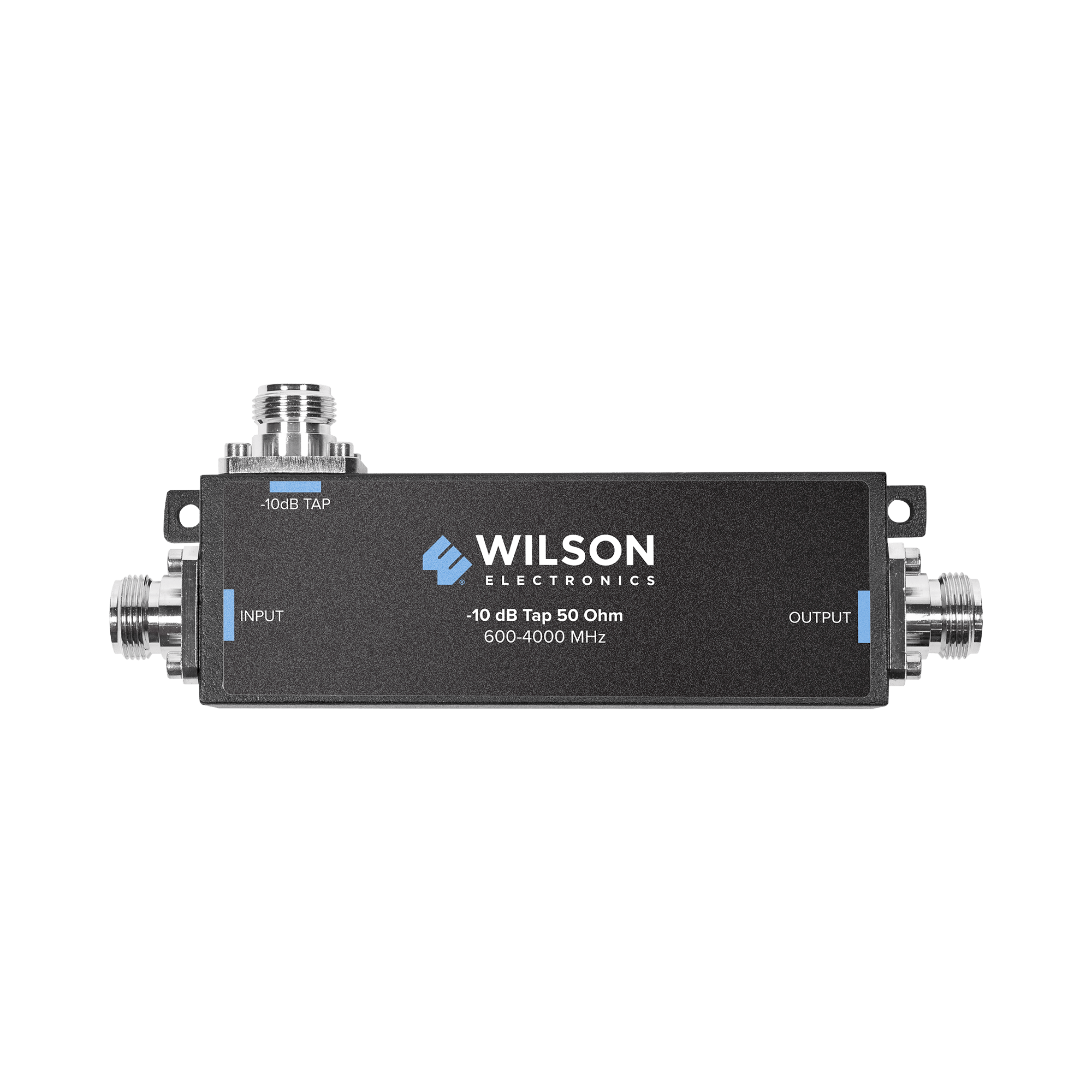 Separador TAP -10 dB con rango de frecuencia de 575 a 6000 MHz. Ideal para separar la antenas a diferentes longitudes de cable coaxial. 50 Ohm con conectores N Hembra.