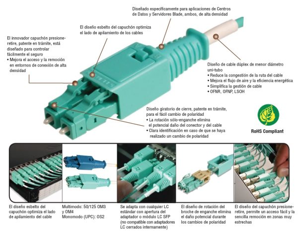 FIBER, JUMPER, DUPLEX, XGLO, MULTIMODE, LC BLADEPATCH, LC BLADEPATCH, RFP, OM4, 50/125, AQUA, LSOH-3C, 3 METER