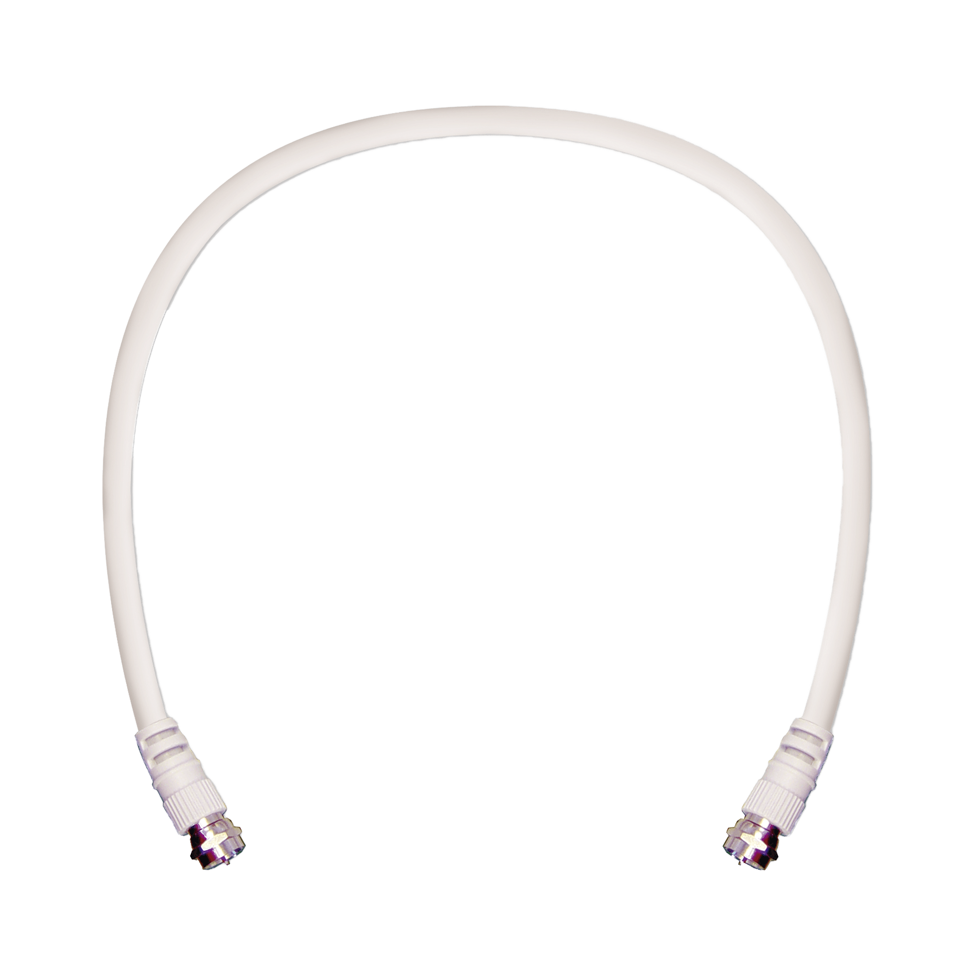 Jumper Coaxial con Cable Tipo RG-6 en Color Blanco de 60.96 centímetros de Longitud y Conectores F Macho en Ambos Extremos. 75 Ohm de Impedancia.
