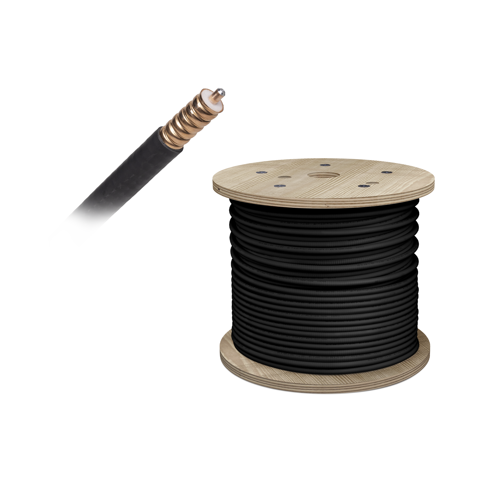 Carrete de cable coaxial corrugado de baja perdida WILSON de 1/2". 50 Ohm de impedancia. Carrete de 152.4 m