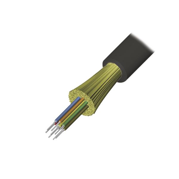 Cable de Fibra Óptica de 4 hilos, Interior/Exterior, Loose Tube, No Conductiva (Dieléctrica), LS0H, Monomodo OS1/OS2 9/125, 1 Metro