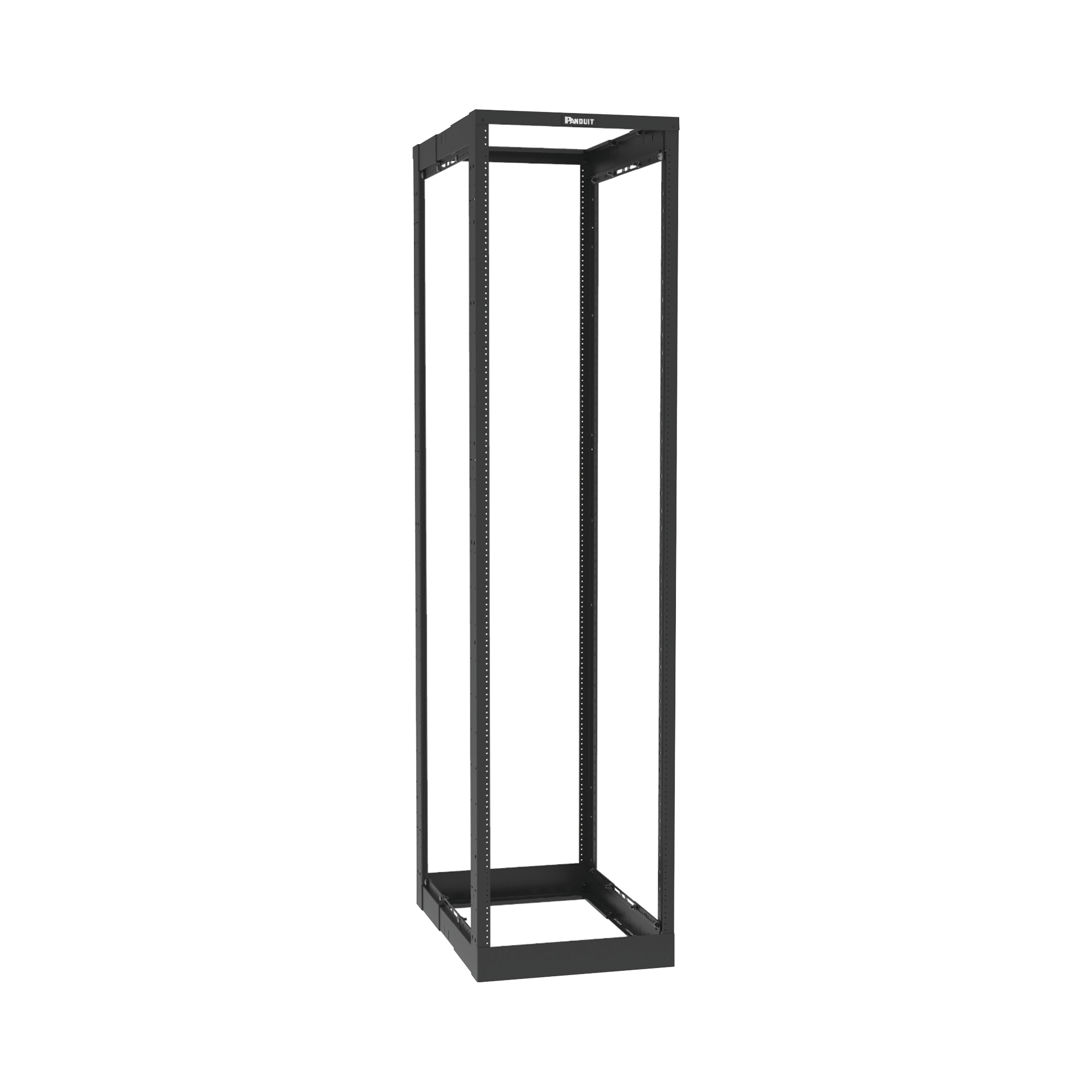 Rack de Cuatro Postes Estándar de 19", Rieles Roscados #12-24, Profundidad Ajustable de 23 a 42 in, 45 Unidades de Rack, Color Negro