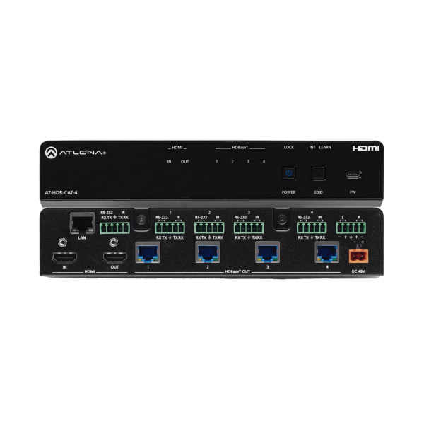 Amplificador de distribución HDBaseT 4K HDR de cuatro salidas