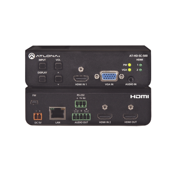 Escalador de vídeo HD de tres entradas para señales HDMI y VGA