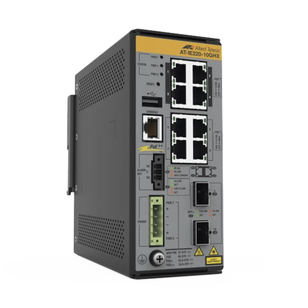 8x 10/100/1000T, 2x 1G/10G SFP+, Industrial Ethernet, Layer 2+ Switch, PoE++