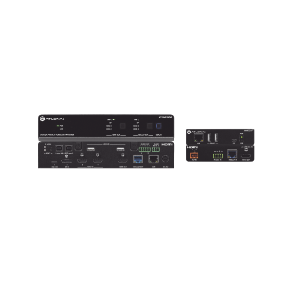 OMEGA 4X2 4K/UHD MULTIFORMAT MATRIX SWITCHER TX/RX KIT ;  WITH HDMI ;  USB-C ;  DISPLA