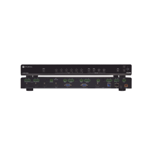 4 HDMI ;  2 VGA INPUT ;  2 OUTPUT SWITCHER WITH SCALER ;  POE ;  AND ETHERNET.