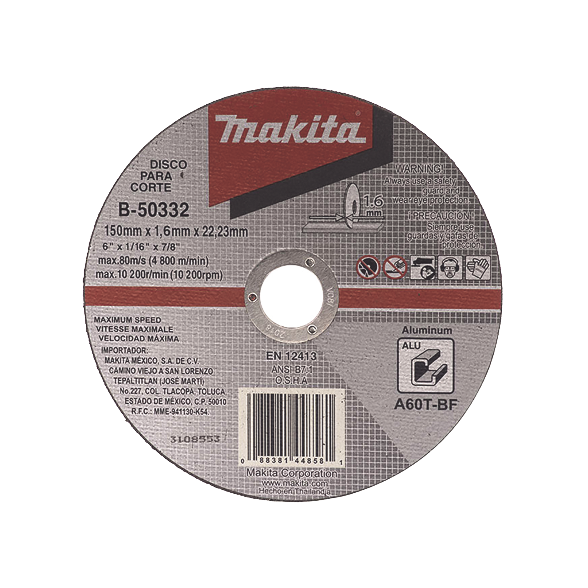 Disco de corte para Aluminio de 4 1/2"