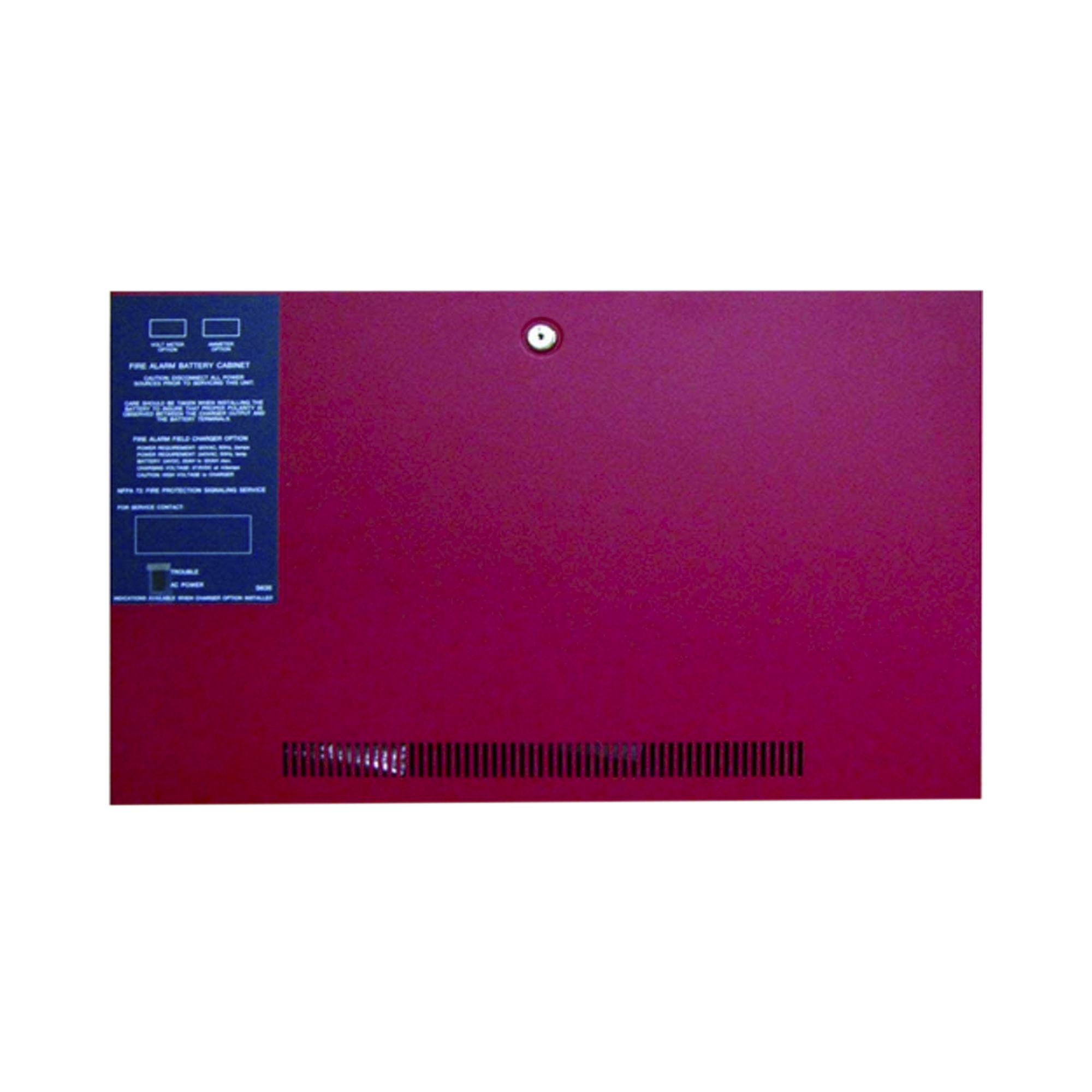Gabinete para dos baterías de respaldo de 55 AH. Para aplicaciones en sistemas de detección de incendio (FAS).