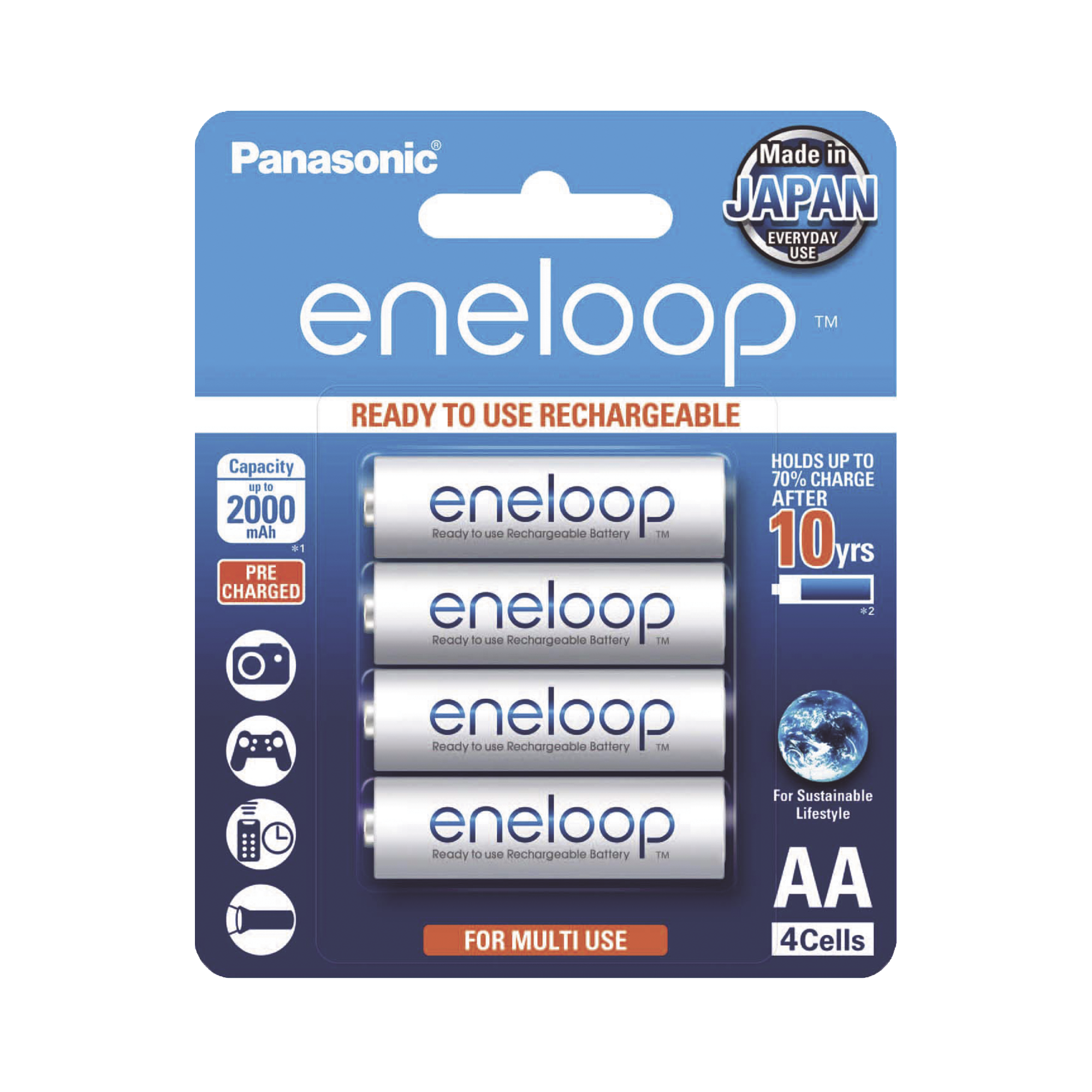 Batería Recargable AA 1.2V ENELOOP / Ni-HM / Paquete de 4 Baterías