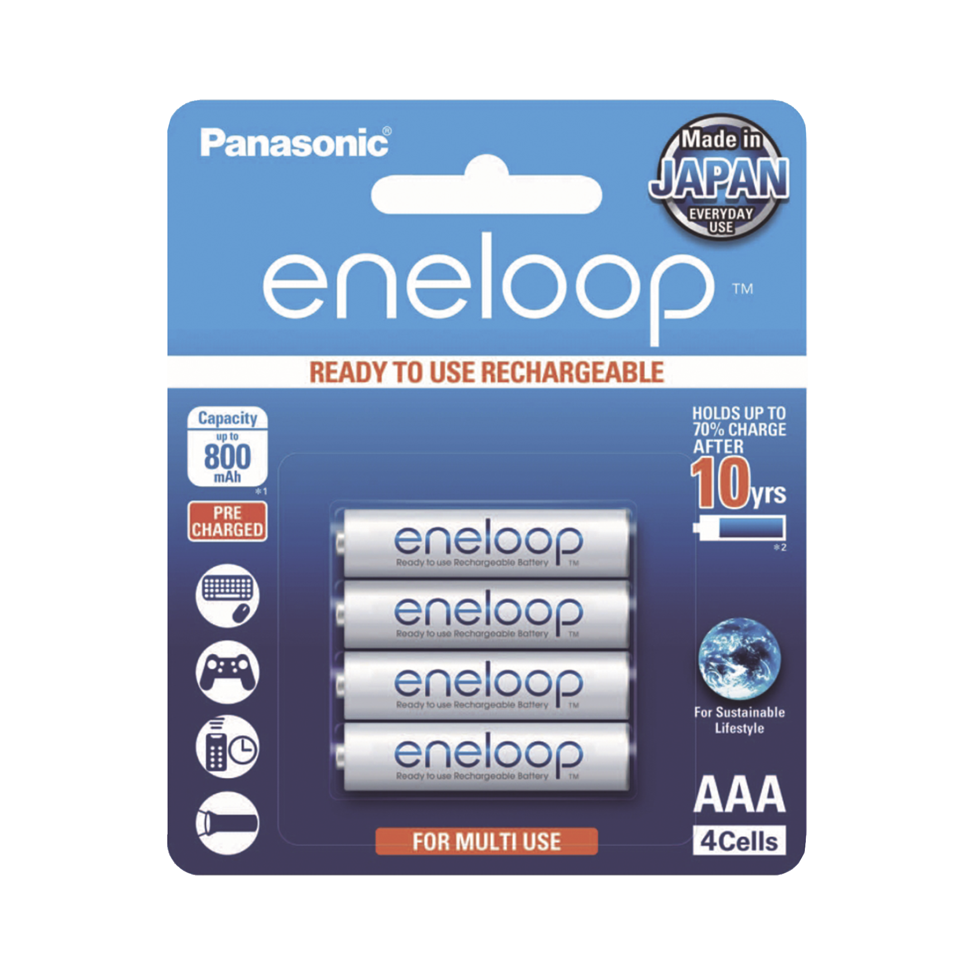 Batería Recargable AAA 1.2V ENELOOP / Ni-HM / Paquete de 4 Baterías