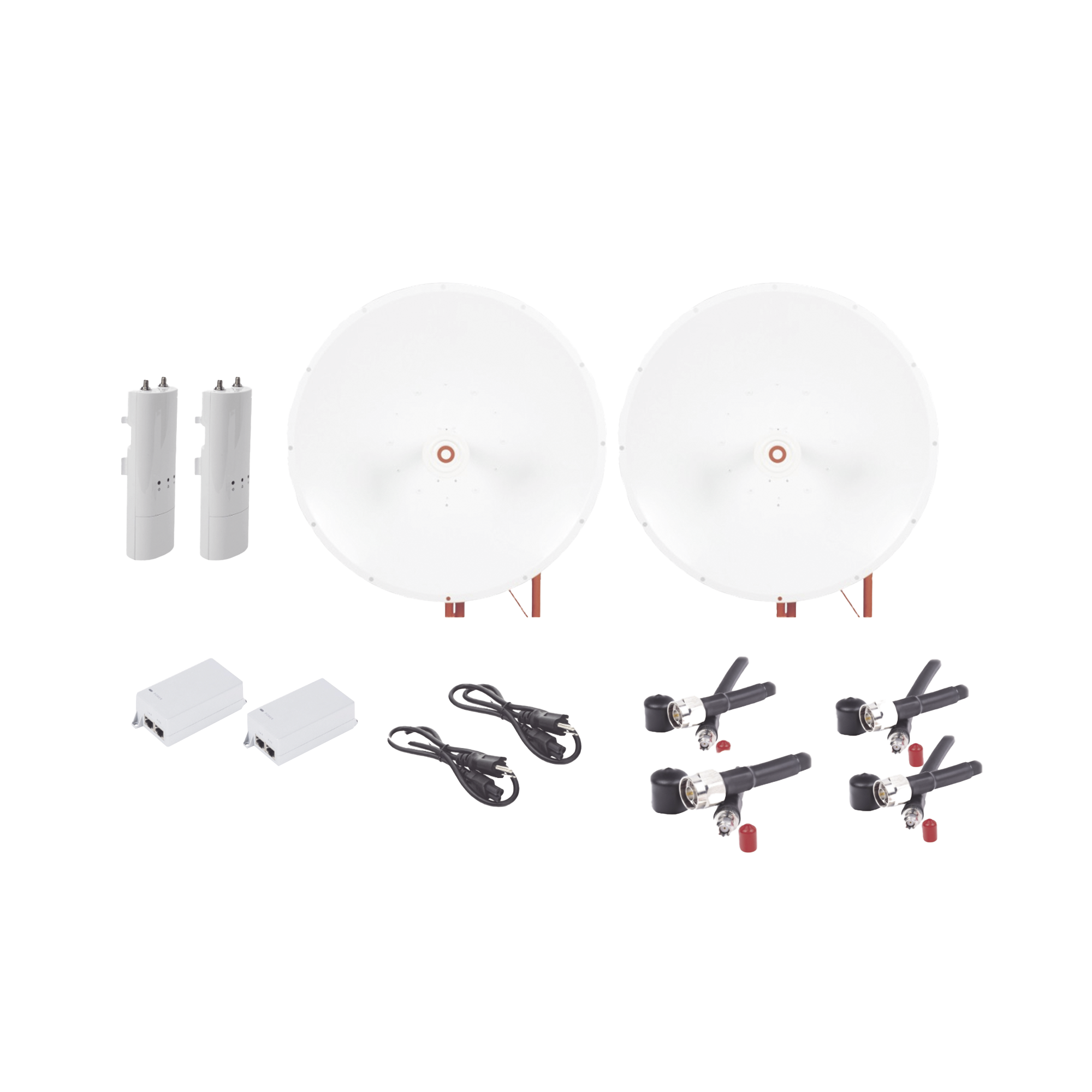 Kit completo de radio C5C con Antena TXP4865D34DP de 34 dBi, Frecuencia (4.9-6.5 GHz), para hasta 65 km, PoE, cable de alimentación y Jumpers Incluidos
