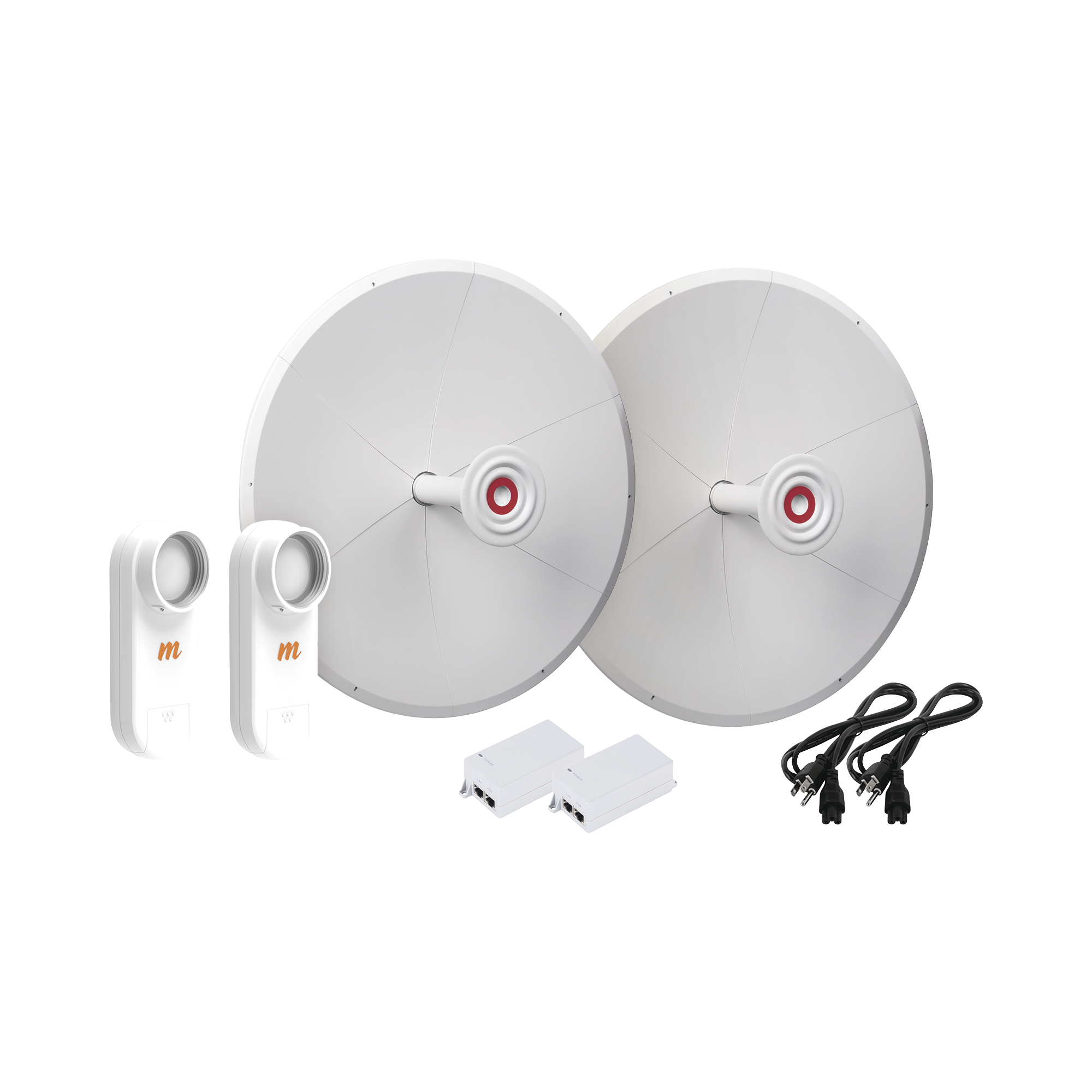 Kit de 2 radios C5X con antenas TXPD30C5X (30 dBi), rango de frecuencia extendida (4.9 a 6.4 GHz), incluye inyector POE y cable de alimentación