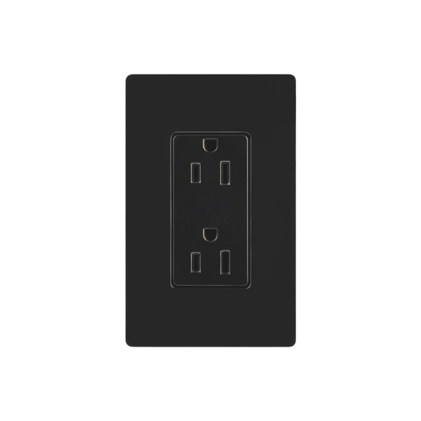 Tomacorriente, receptaculo convencional 120V, 15A, color negro.