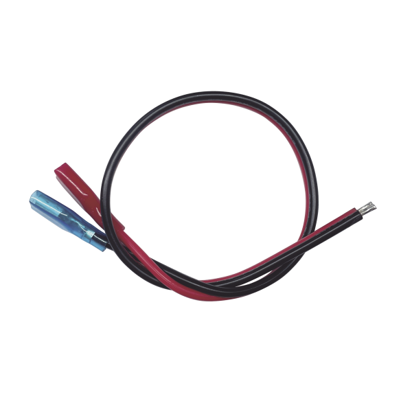 Cables en paquete dual / cable rojo y negro / 30 cm / terminal F1 en un extremo / puntas libres en el otro / Conexión a baterías de respaldo.
