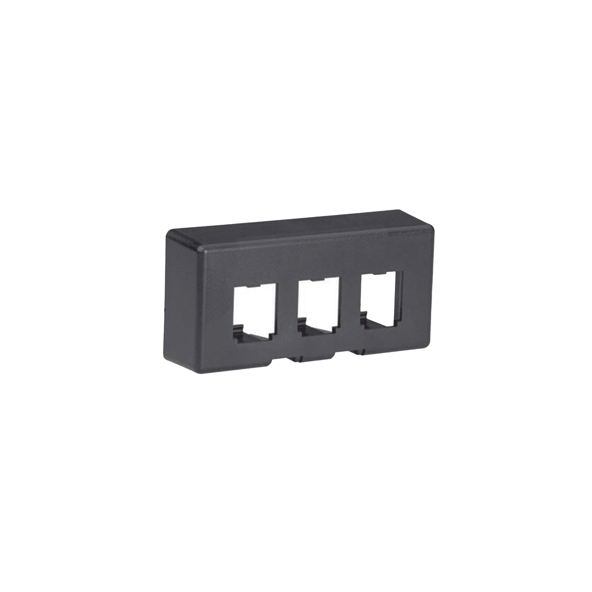 Placa de Mobiliario Modular Estándar, Salidas Para 3 Puertos Mini-Com, Color Negro