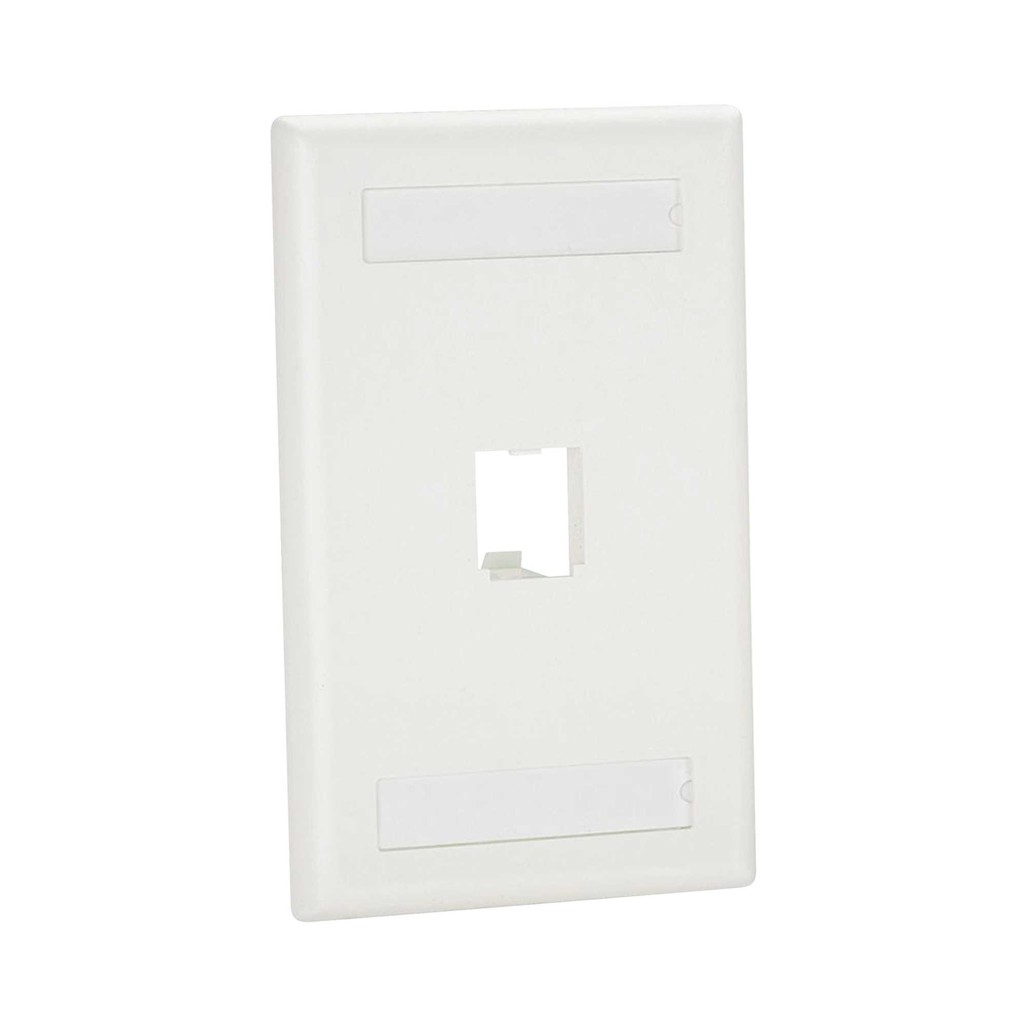 Placa de Pared Vertical Clásica, Salida Para 1 Puerto Mini-Com, Con Espacios Para Etiquetas, Color Blanco Mate