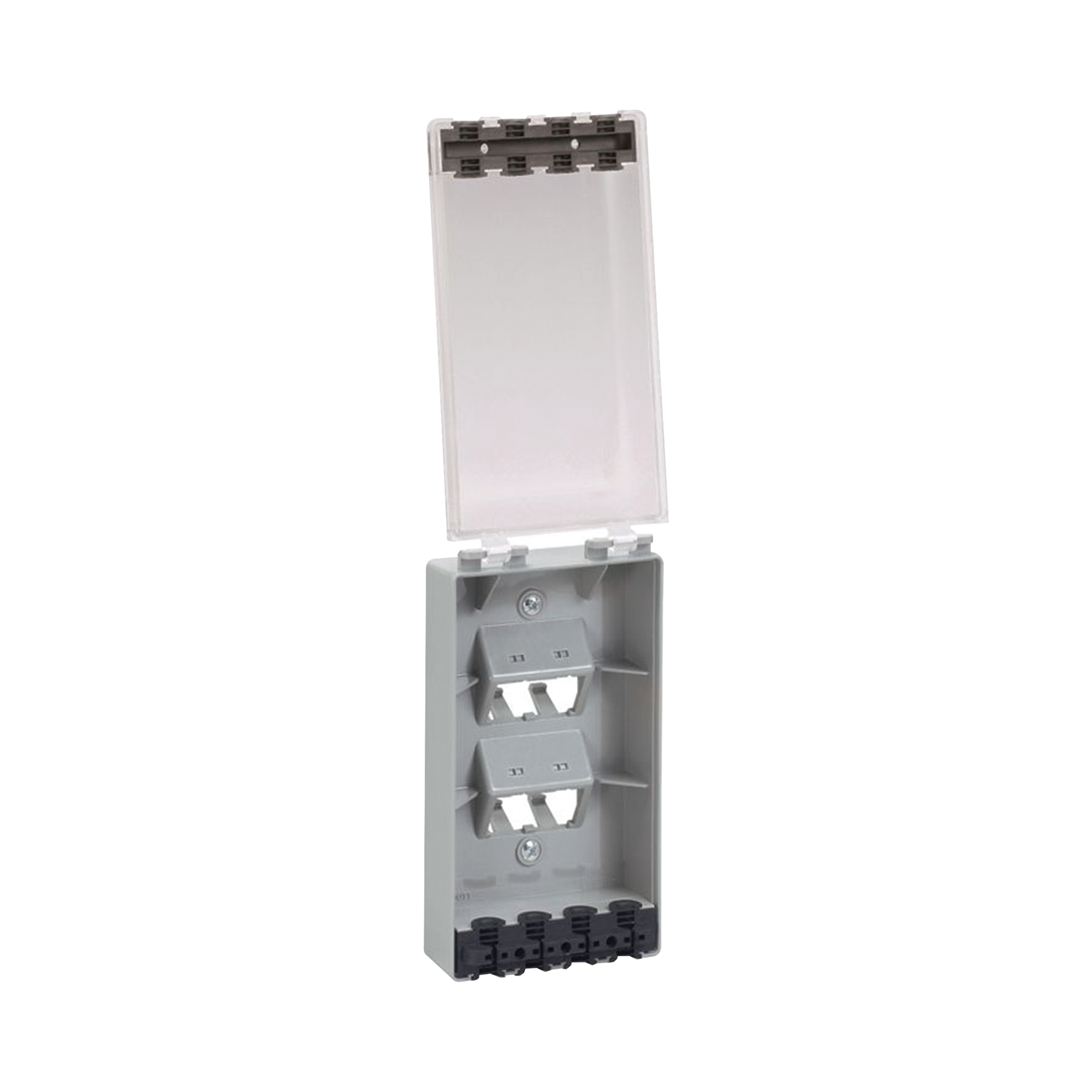 Placa de Pared Vertical, Resistente al Agua con Protección IP56, Acepta 4 Módulos Mini-Com, Color Claro