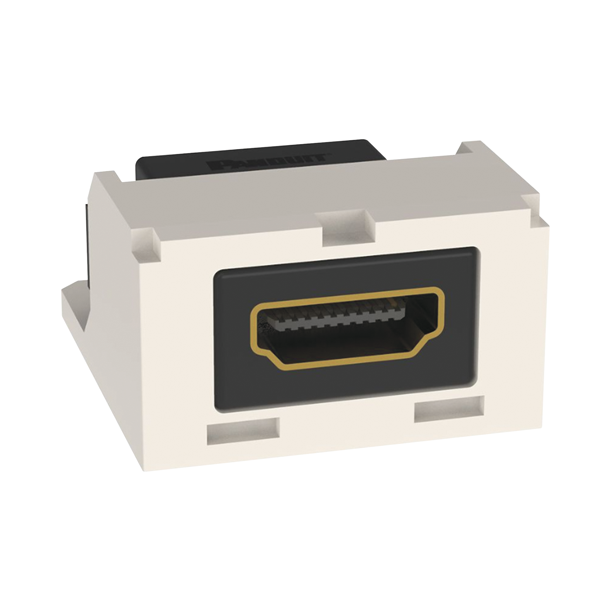 Módulo Acoplador HDMI 2.0, Hembra a Hembra Tipo-A, Categoría 2, Uso en 2 Puertos Mini-Com, Color Blanco Mate