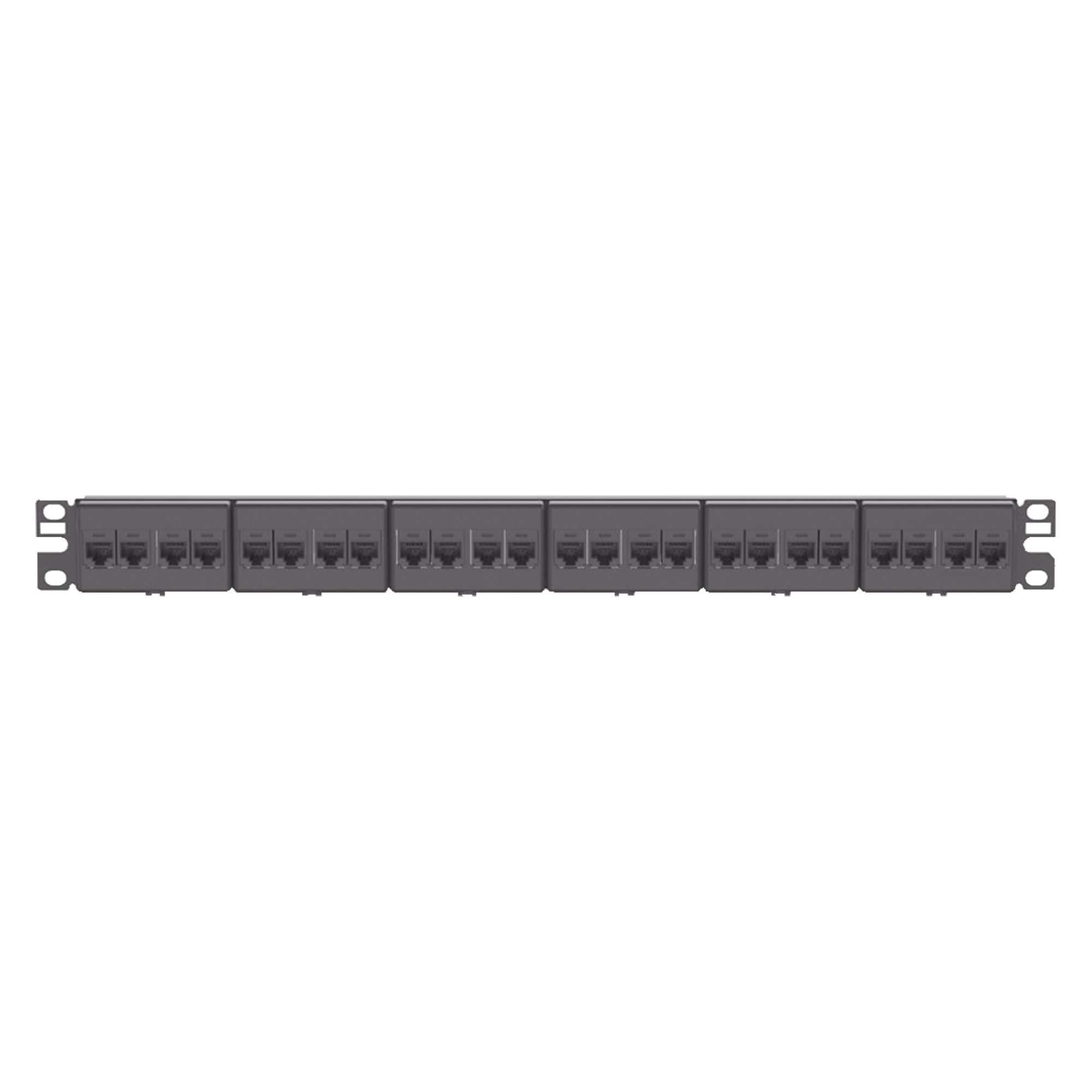 Panel de Parcheo con 24 Acopladores Mini-Com, Plano, Categoría 6, de 1 UR, Color Negro