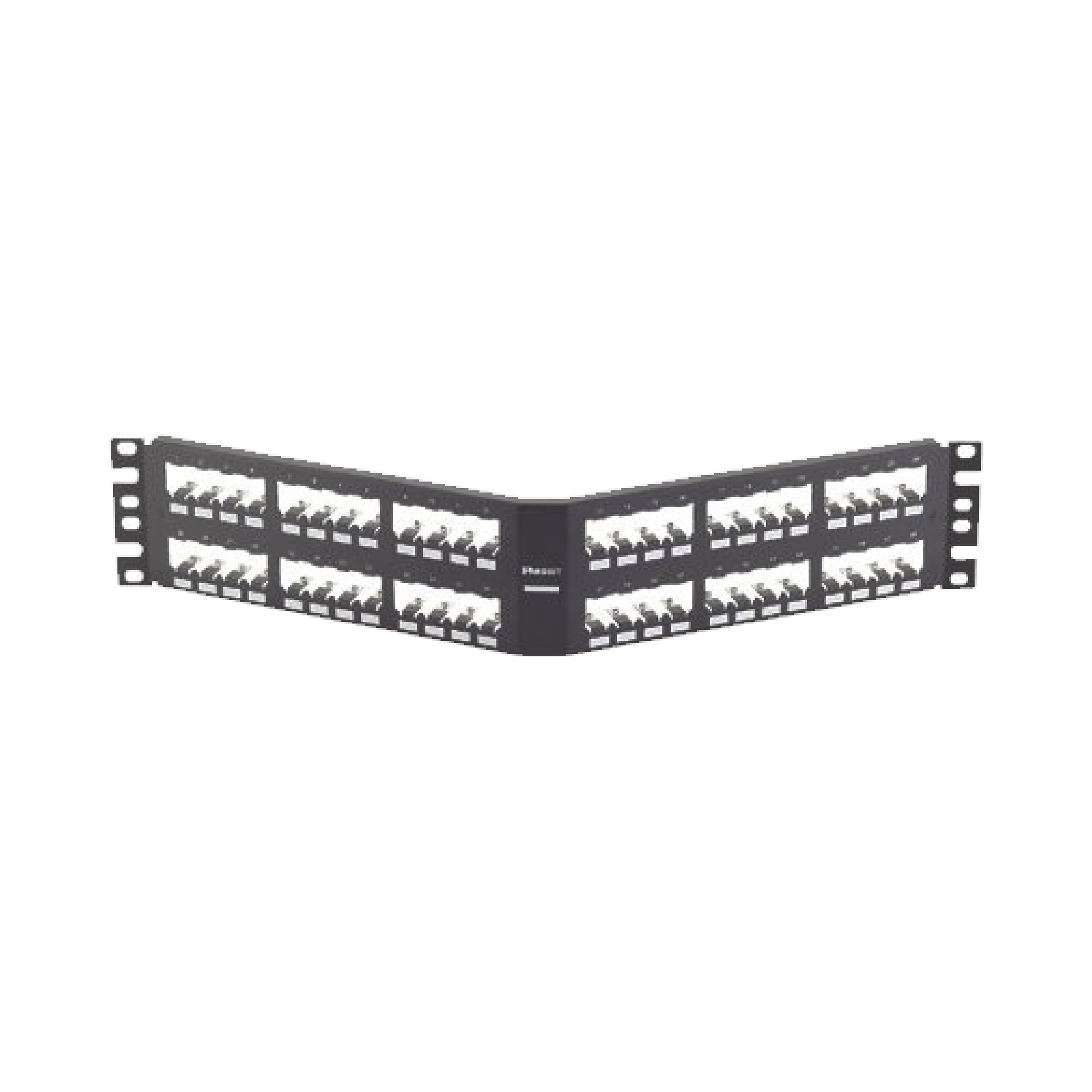 Panel de Parcheo Modular Mini-Com (Sin Conectores), Angulado, Totalmente Blindado, de 48 puertos, 2UR